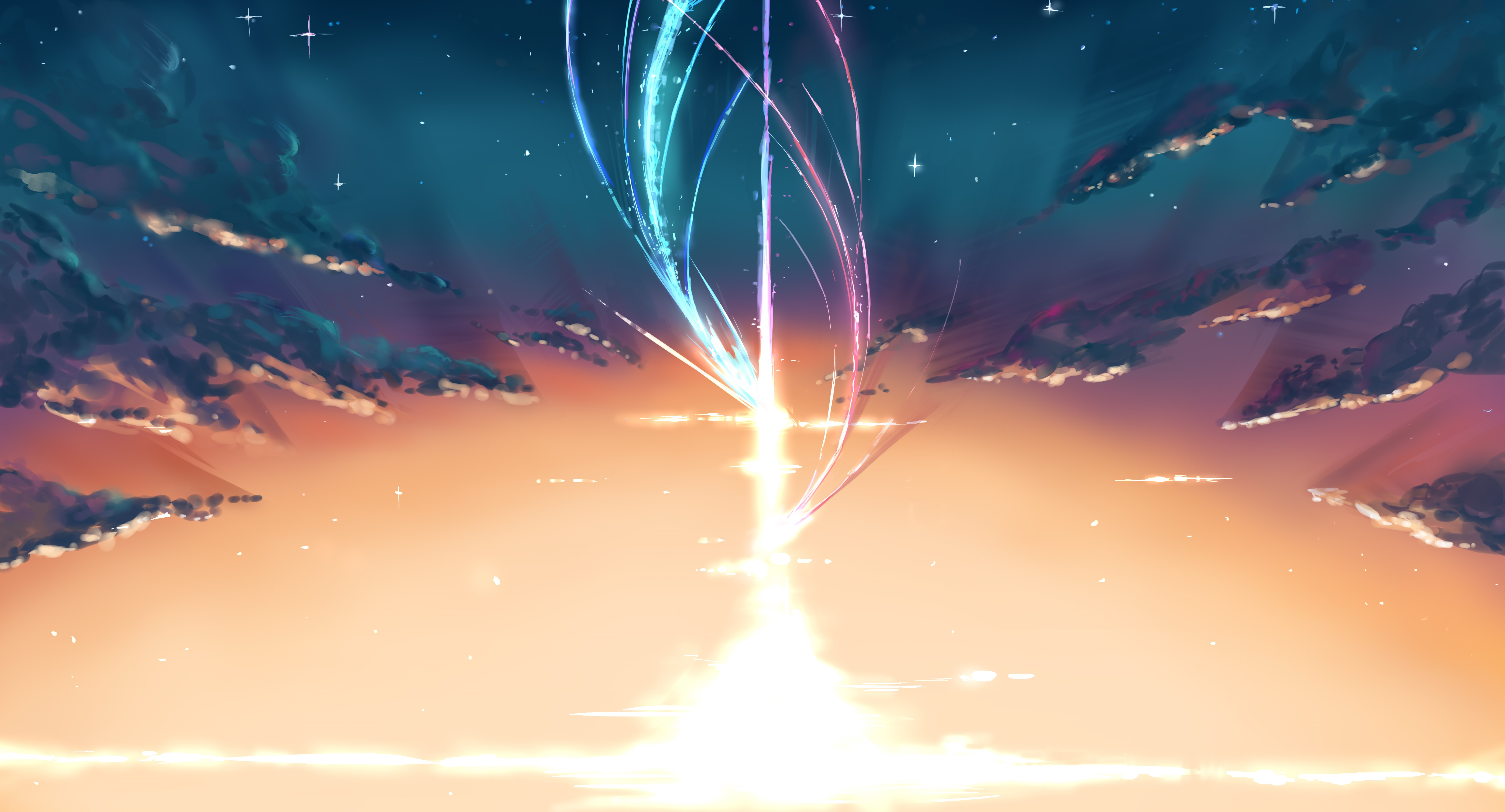 4K, artwork, digital art, shooting stars, anime, Kimi no Na Wa Gallery HD Wallpaper