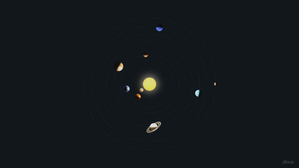 Solar System minimalism space art planet Adobe Photohop Cinema 4D Earth wallpaperx1080