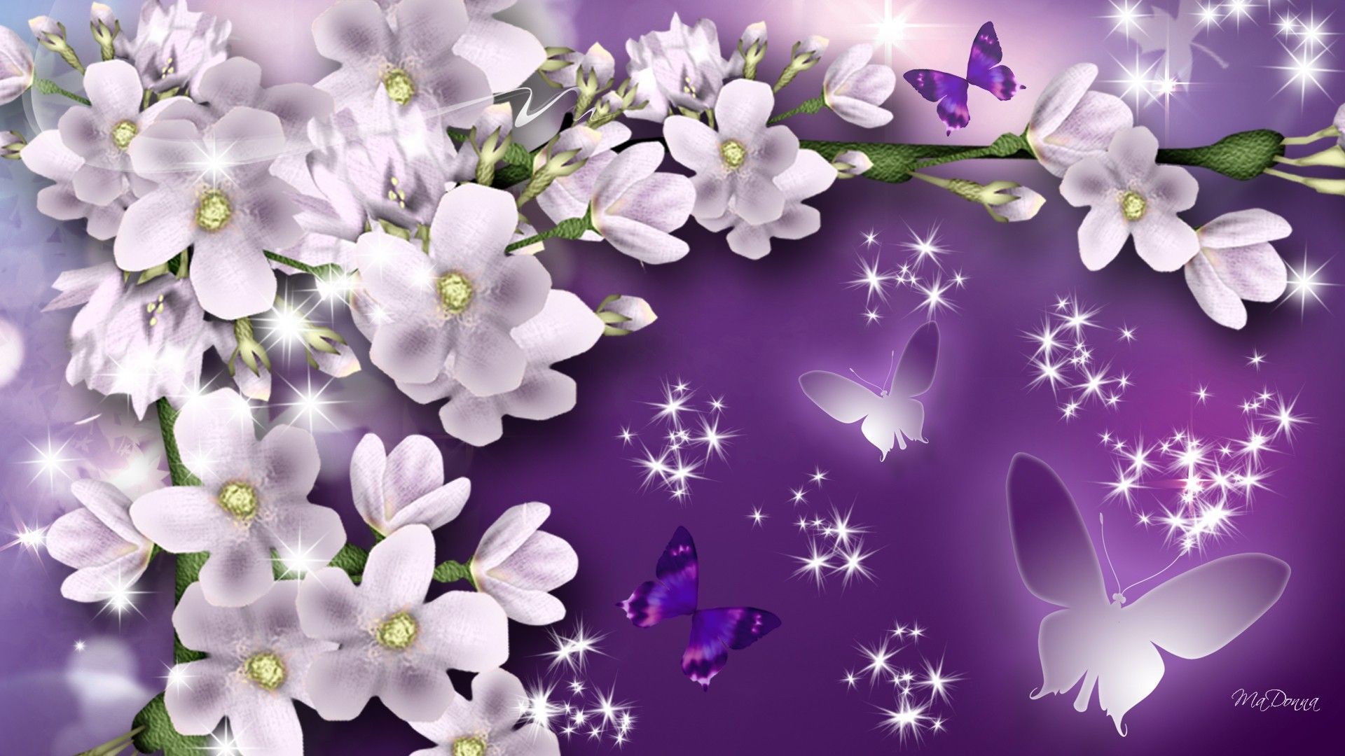 Stars and Butterflies Wallpaper