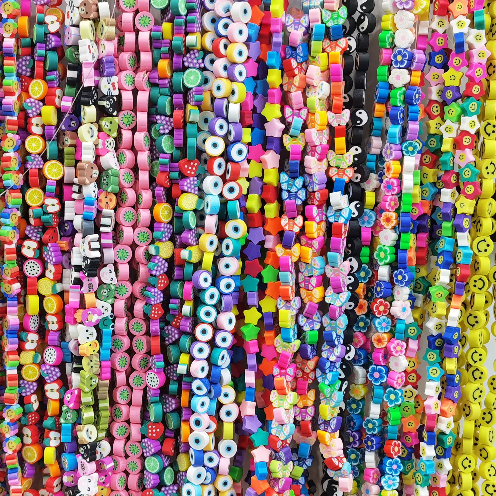 200pcs Mixed Fruit Spacer Beads Smiley Face Beads Color Polymer