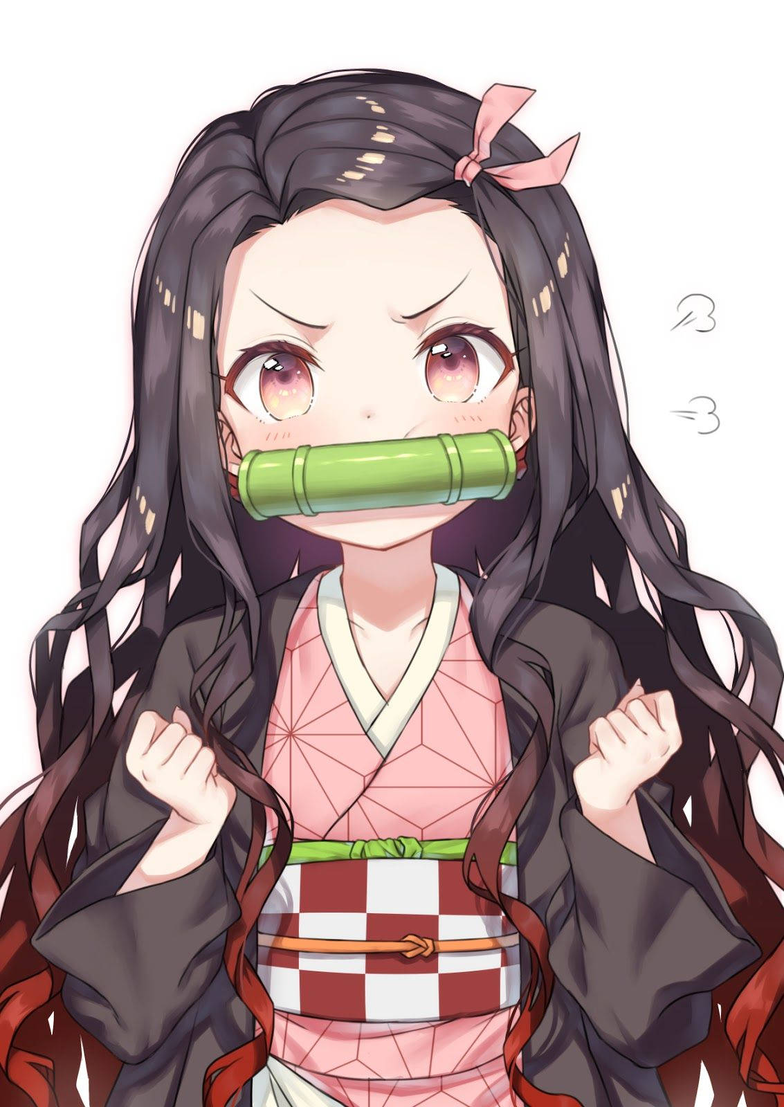 Download Demon Slayer Nezuko Cute Angry Face Wallpaper