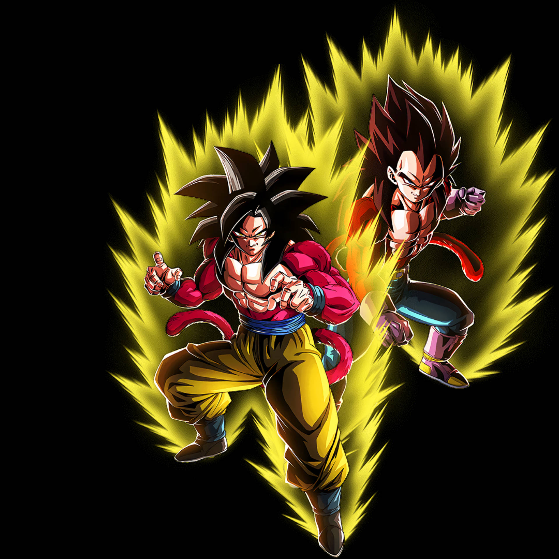 Download Glowing Ssj4 Goku And Vegeta Wallpaper