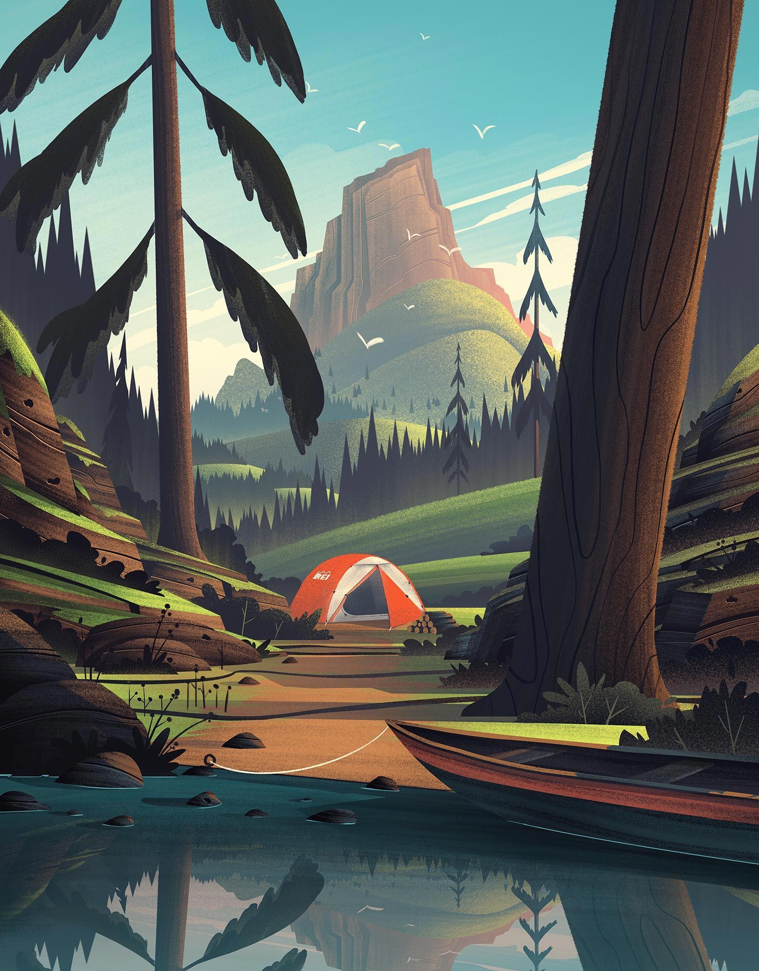 Cartoon Camping Wallpaper