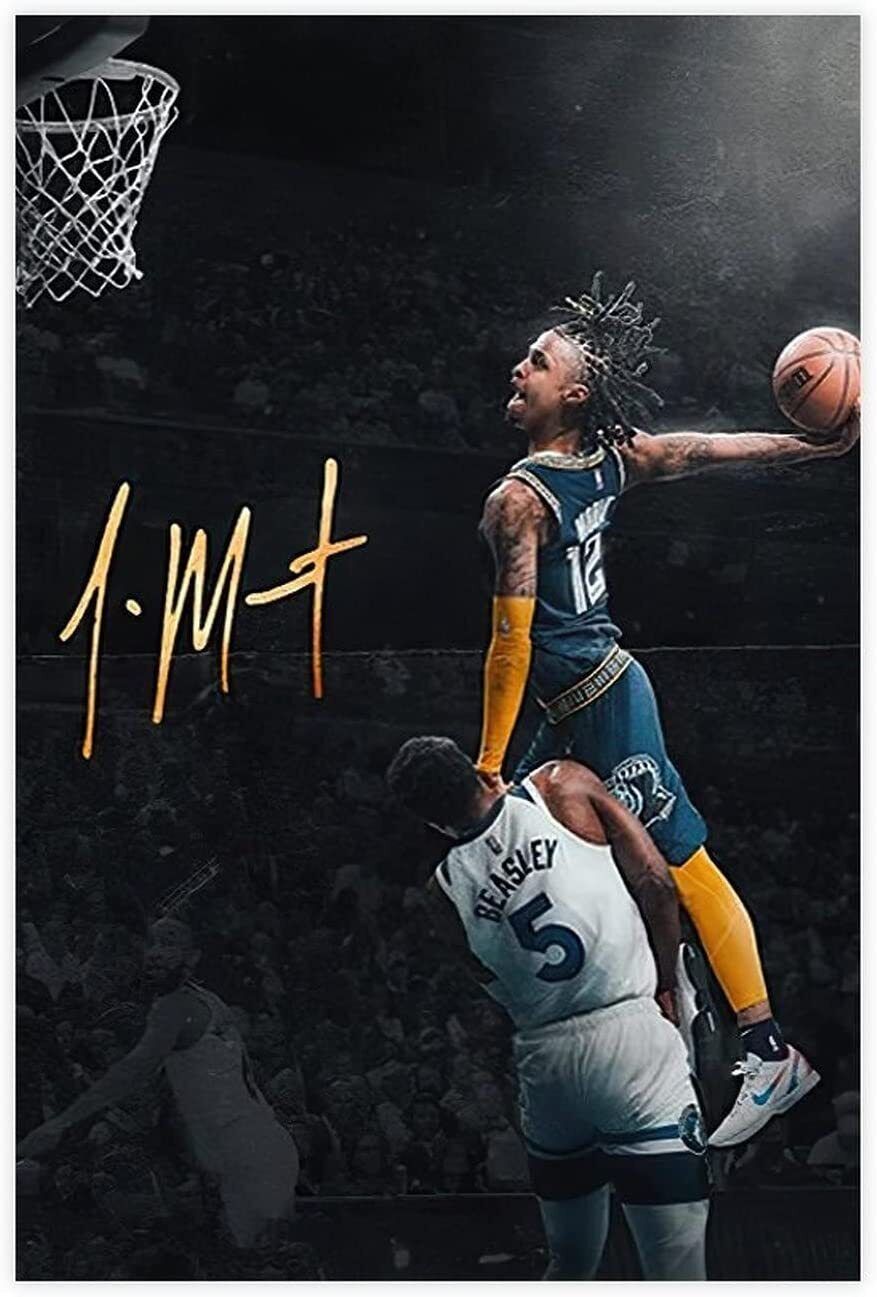 Ja Morant Poster Canvas Grizzlies Basketball Posters Dunk for Wall Decor Boys Be