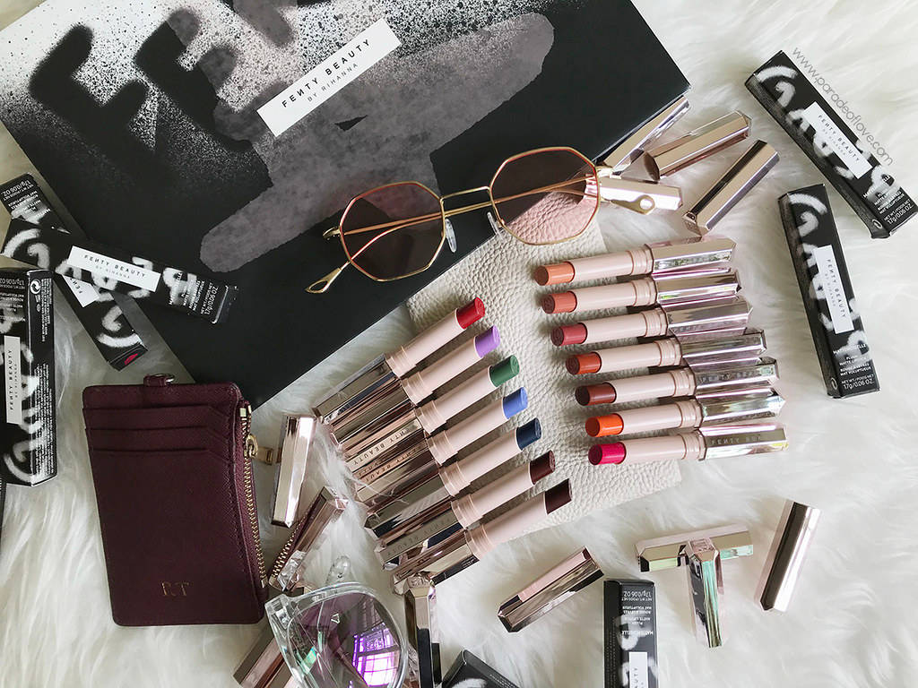 Download Fenty Beauty Products Flat Lay Wallpaper