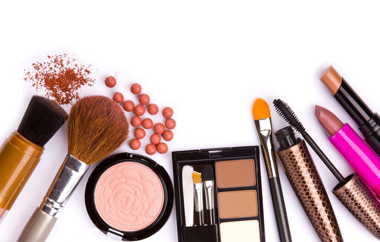 Wallpaper lipstick, mascara, shadows, brush, cosmetics image for desktop, section стиль