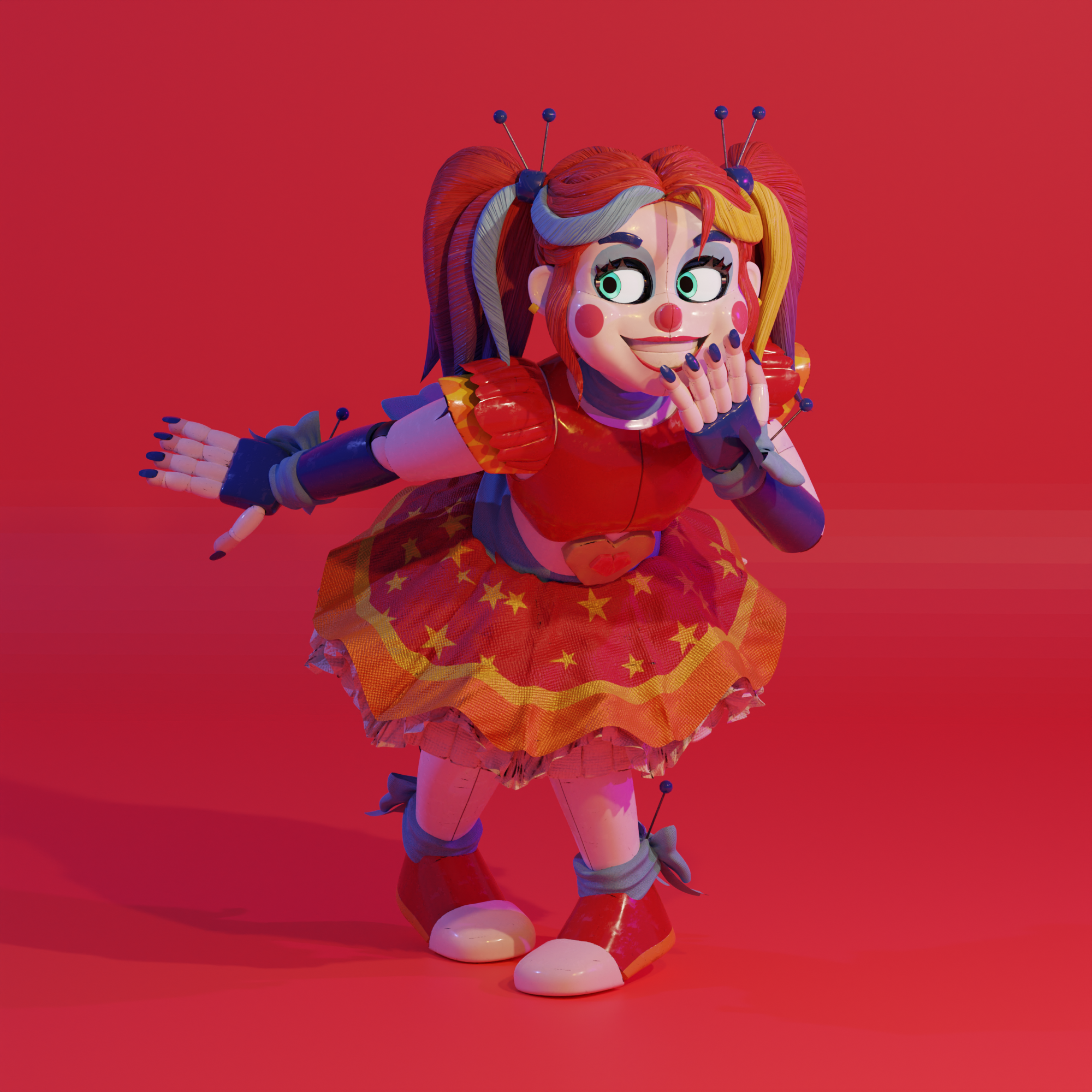 Made a Glamrock Circus Baby in Blender. Design on Twitter