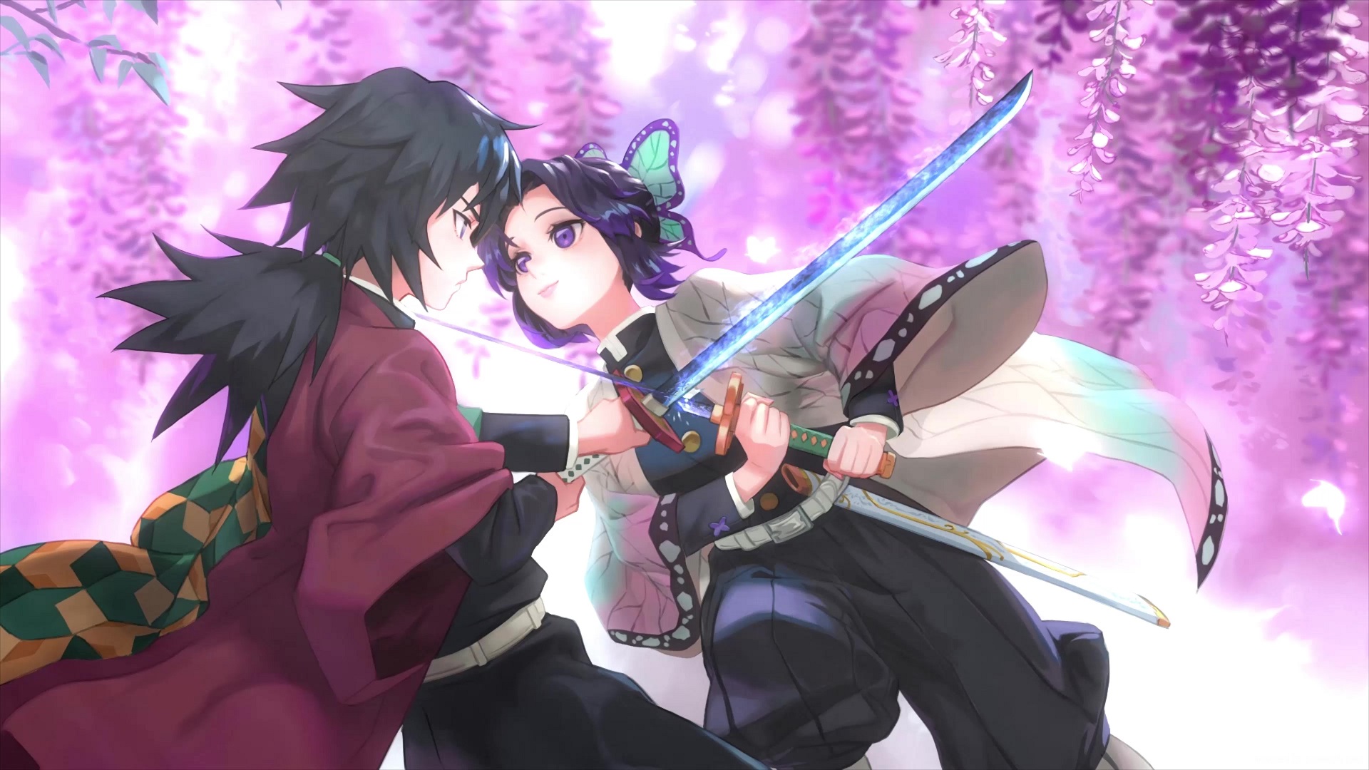 Giyuu Tomioka Vs Shinobu Kochou Kimetsu No Yaiba Live Wallpaper