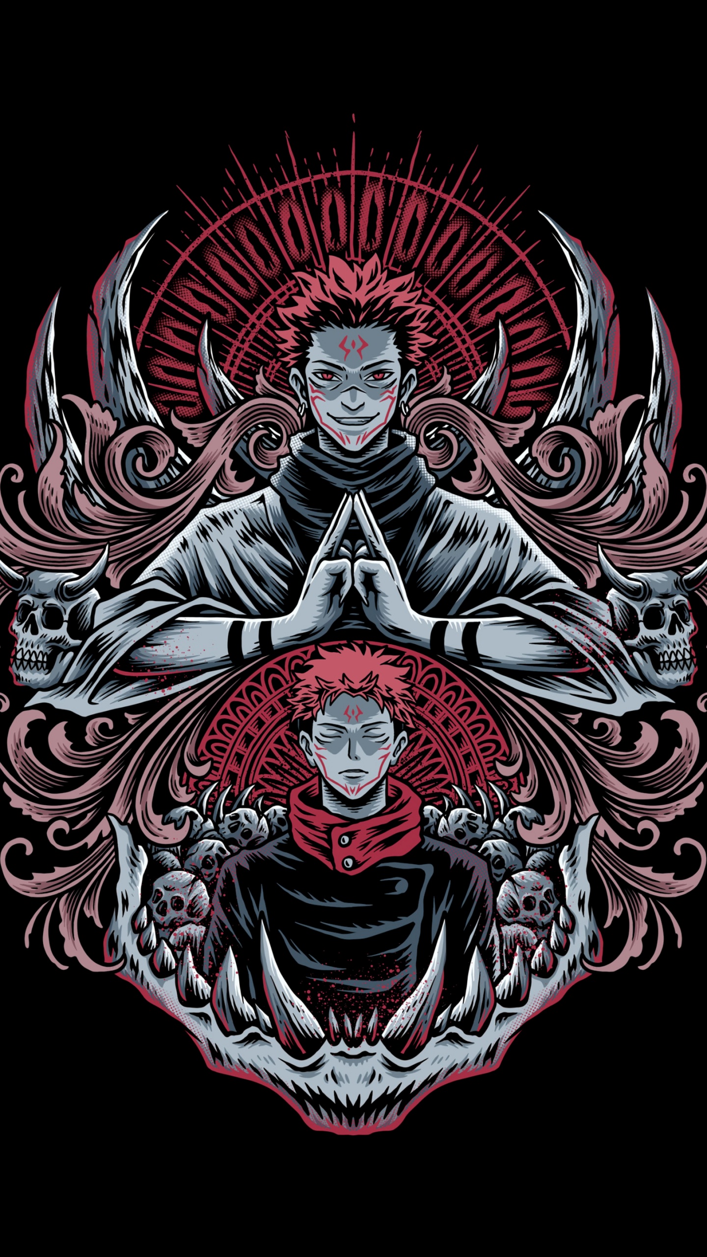 Sukuna Black Background 5K wallpaper