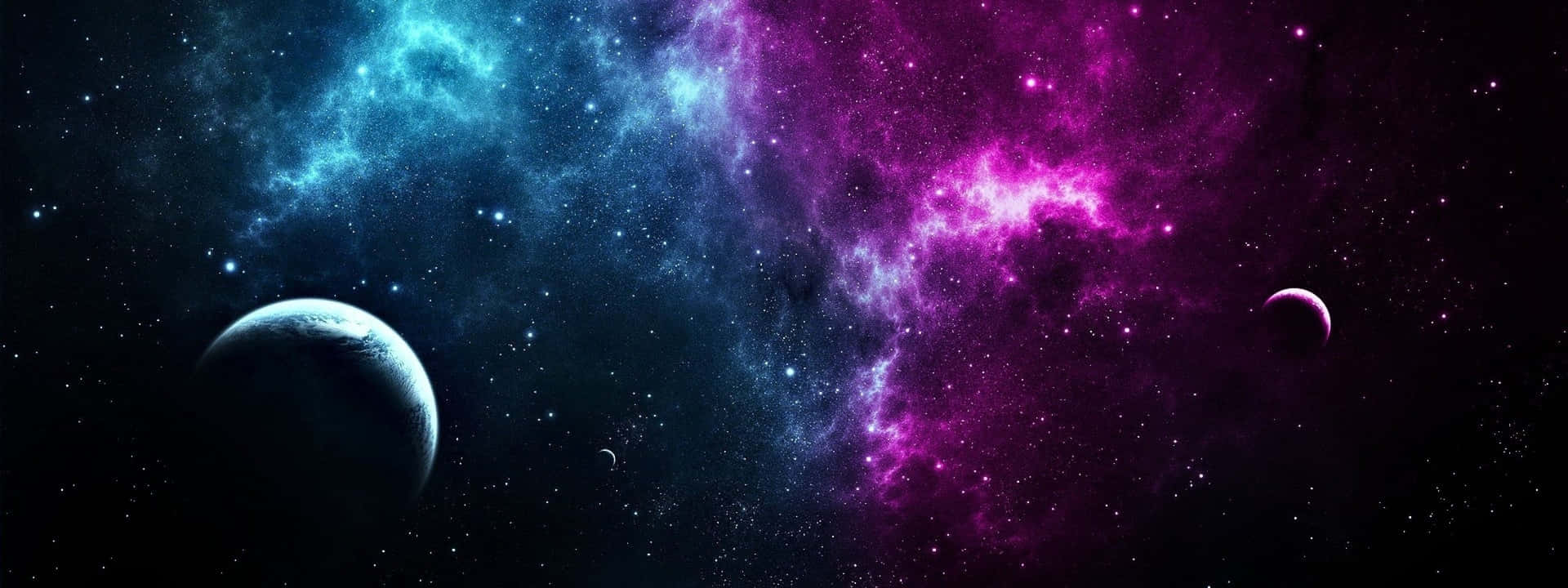 Download Blue And Purple Dual Screen Space Wallpaper