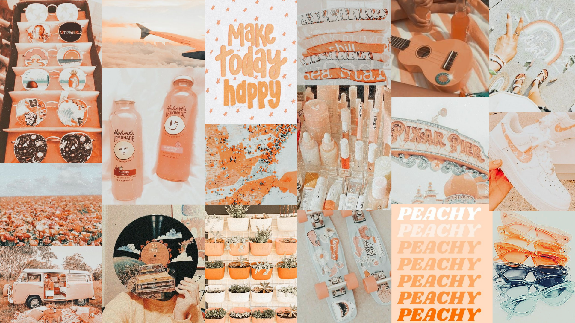 peach aesthetic background (desktop). Cute laptop wallpaper, Wall collage, Beach wall collage