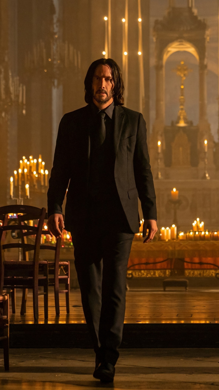 Download wallpaper 750x1334 john wick chapter 4, church, actor keanu reeves, 2023, iphone 7, iphone 8, 750x1334 HD background, 29176