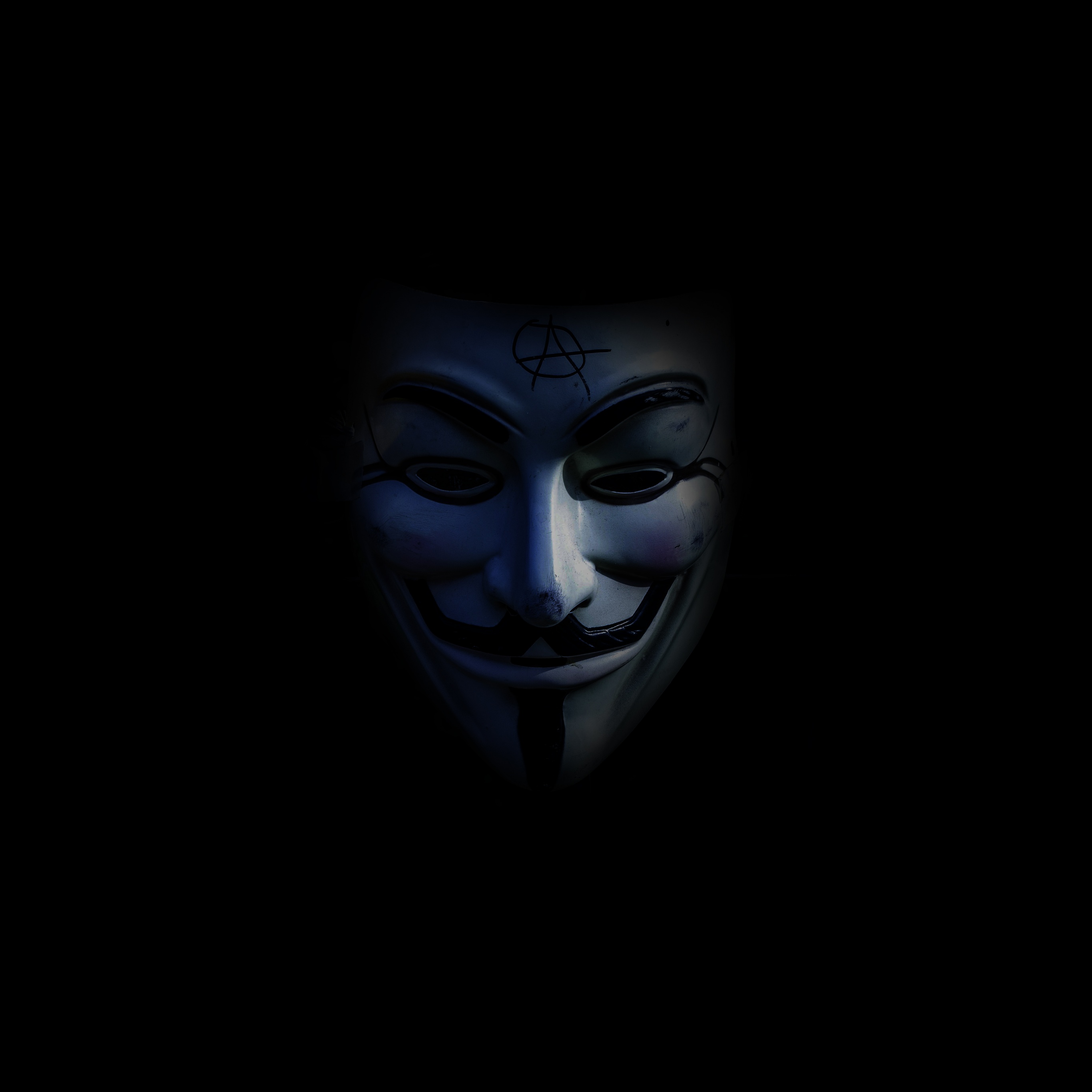 Anonymous Wallpaper 4K, Dark Background, Mask, Black Dark