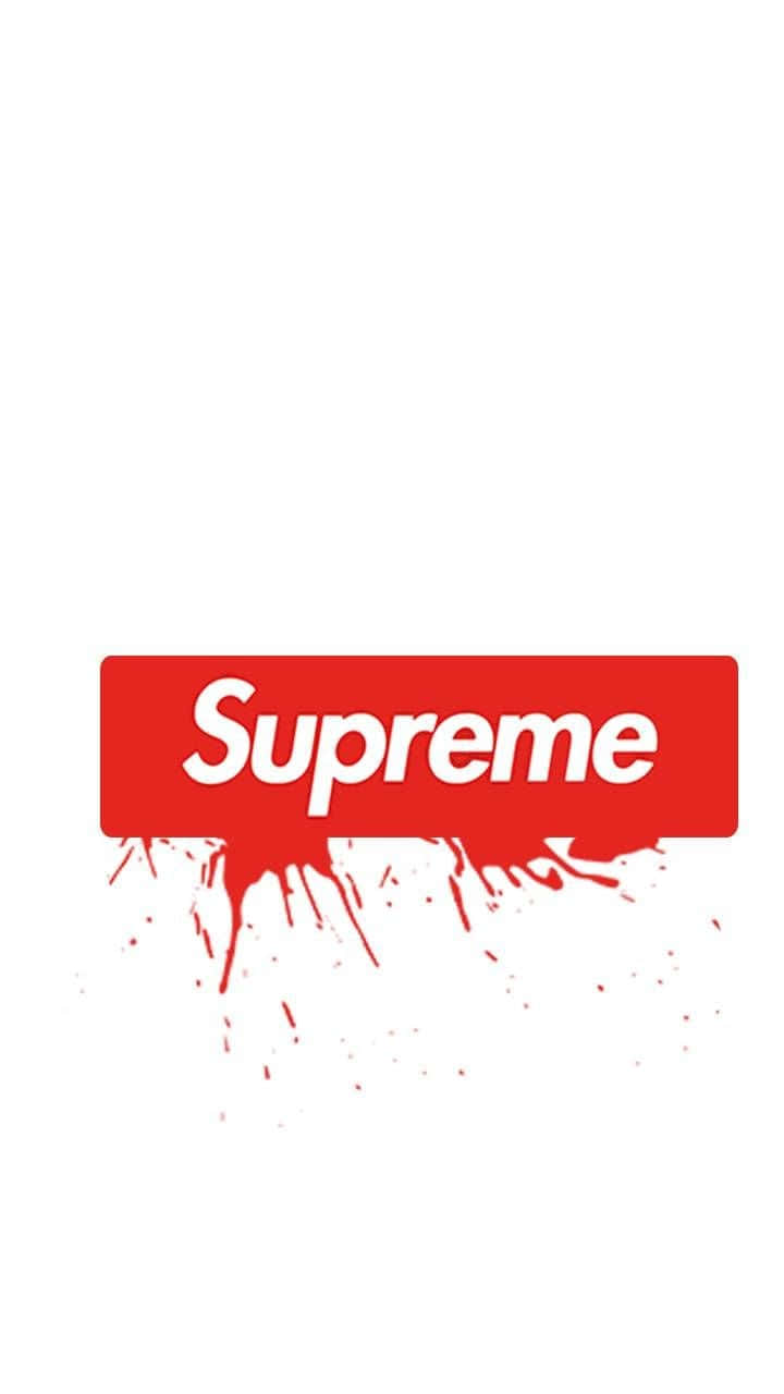 Download Supreme Logo With Red Paint Splatters Wallpaper