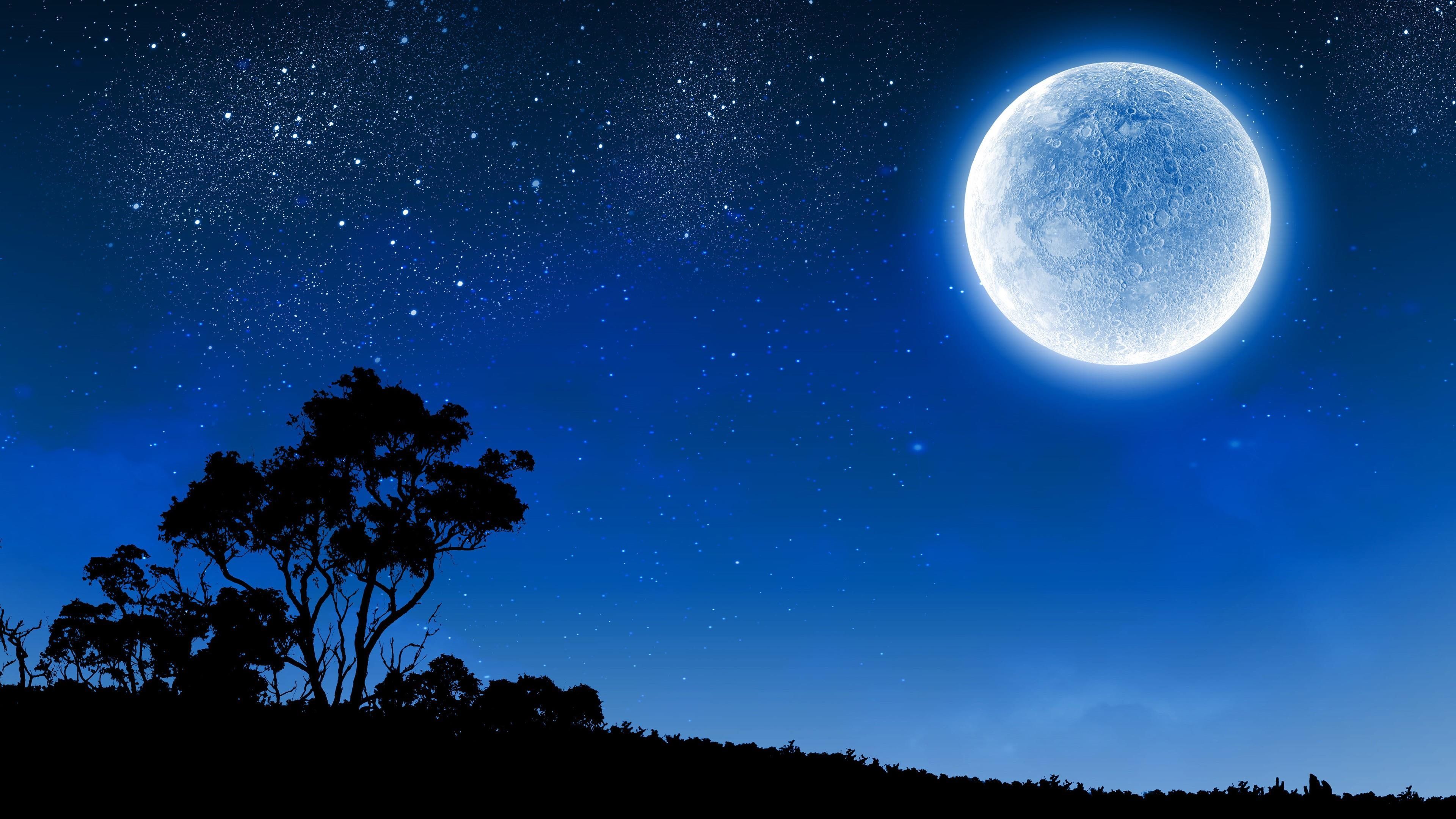 Night Sky Moon 4K Wallpaper Free Night Sky Moon 4K Background