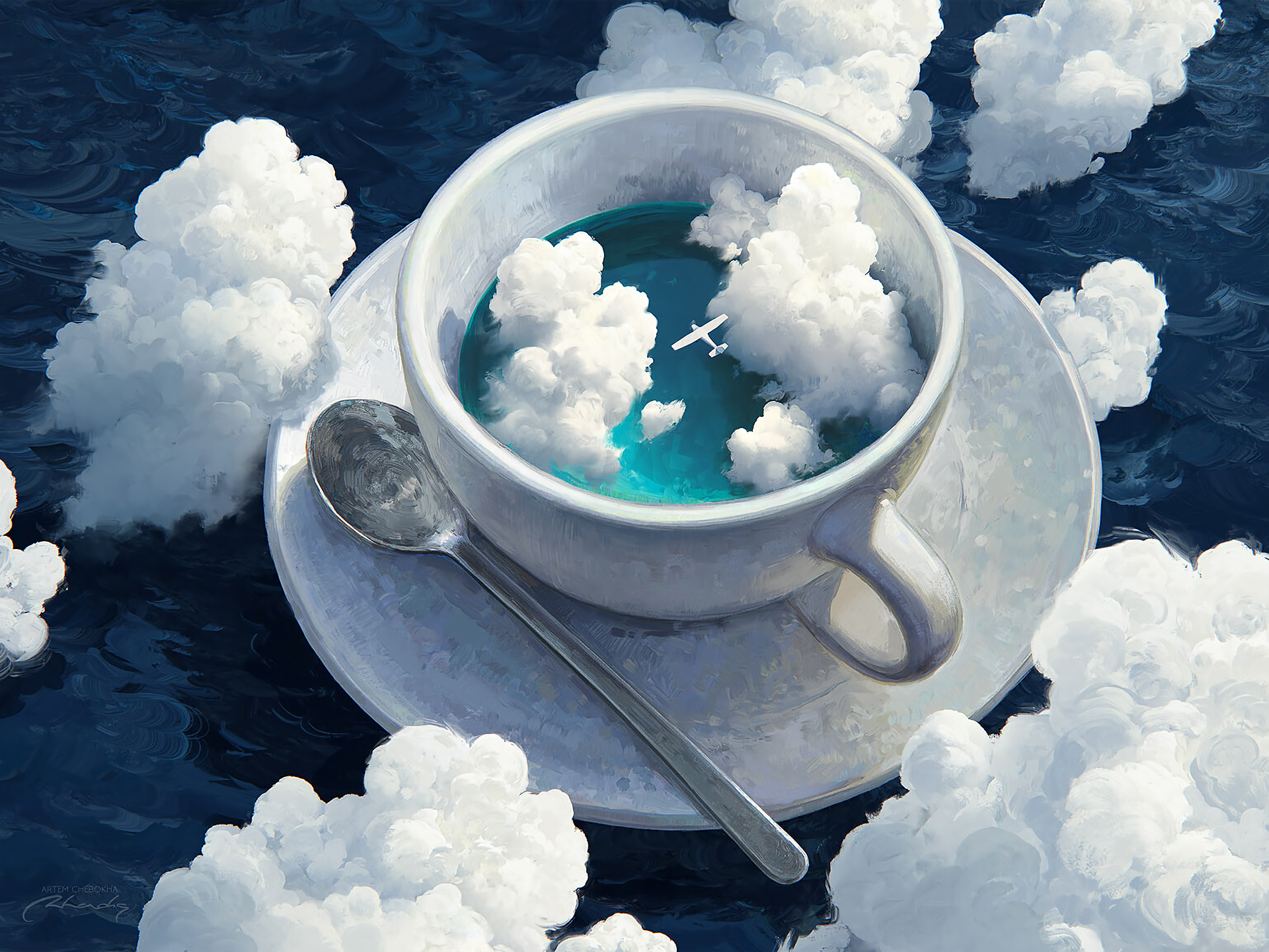 Cloud Airplane HD, Cloud, Tea Cup, Airplane Gallery HD Wallpaper
