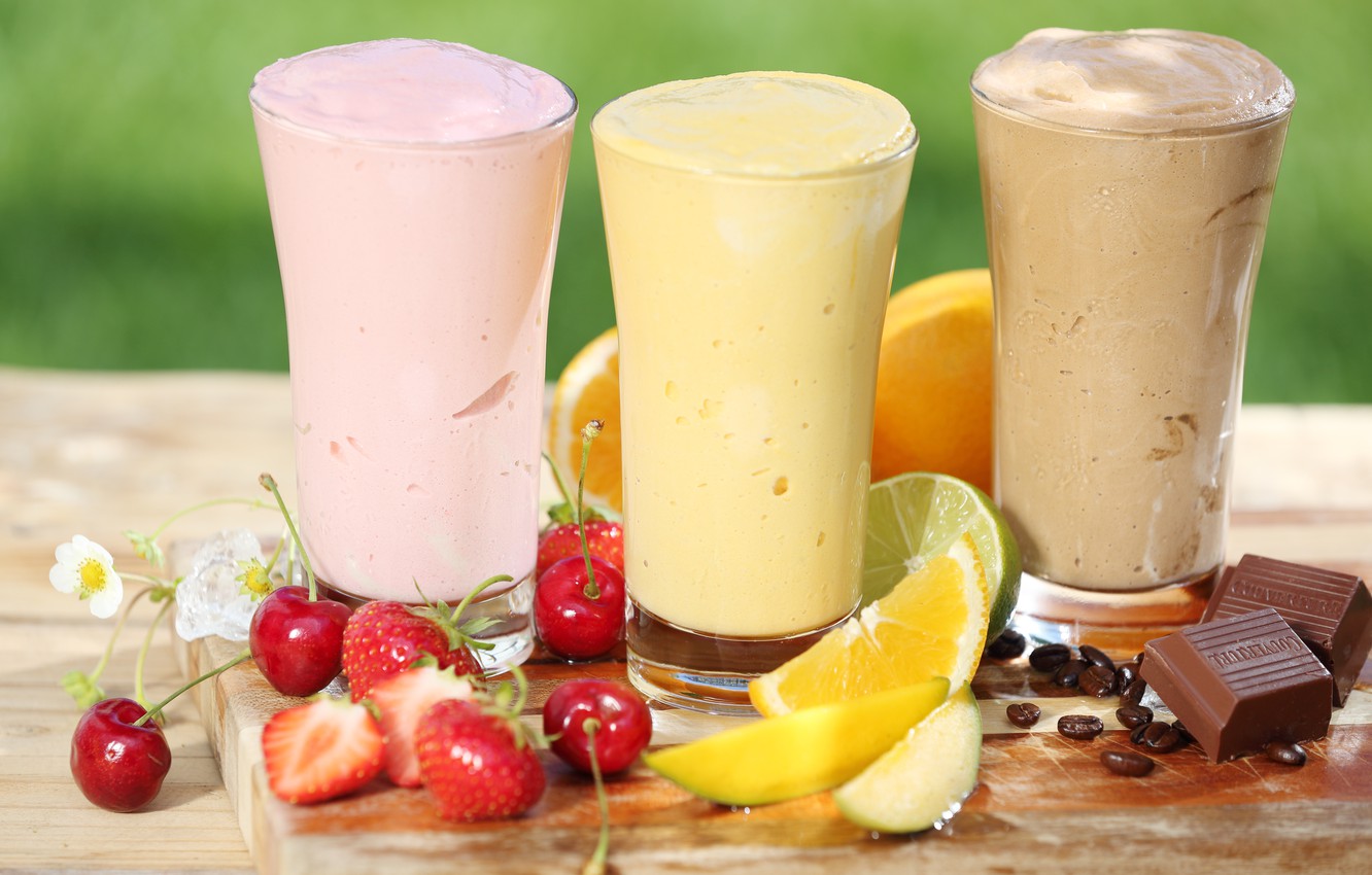 Wallpaper berries, chocolate, fruit, citrus, milkshake image for desktop, section еда