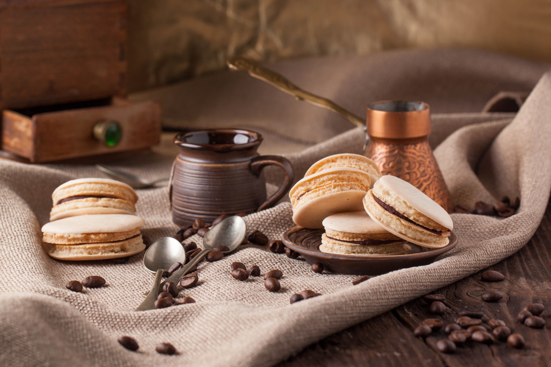 Wallpaper, food, sweets, spoon, coffee beans 1920x1280