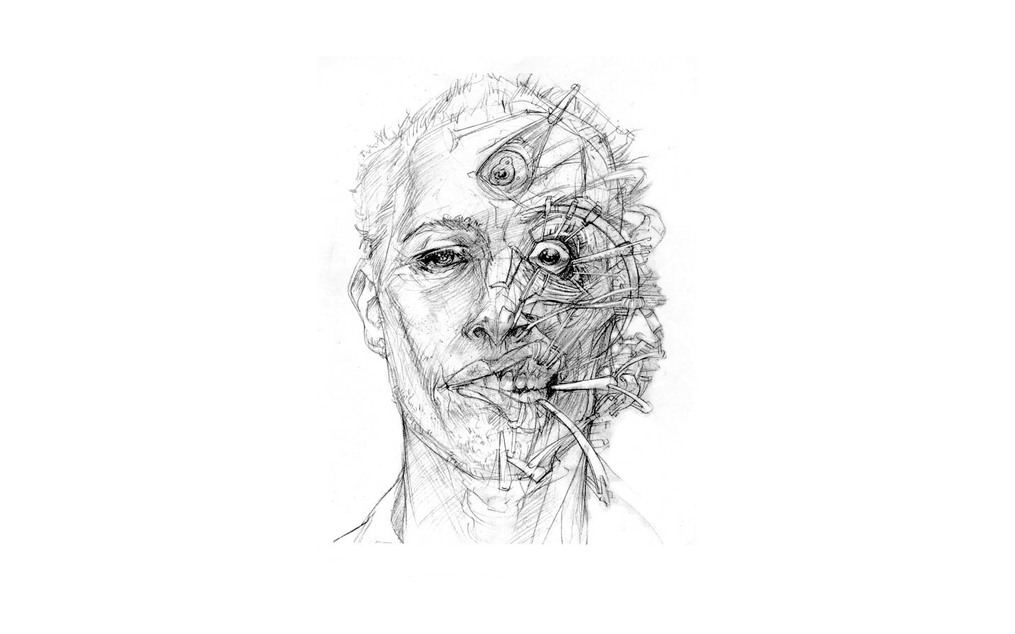 Artistic Drawing Head Weird Wallpaper:1440x900