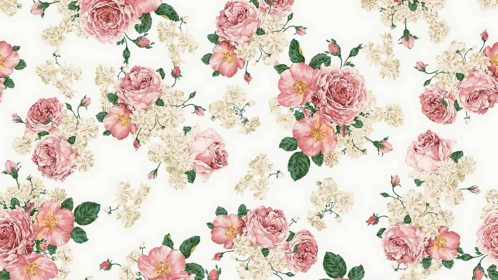 Download Summer Aesthetic Pink Flowers Pattern Wallpaper