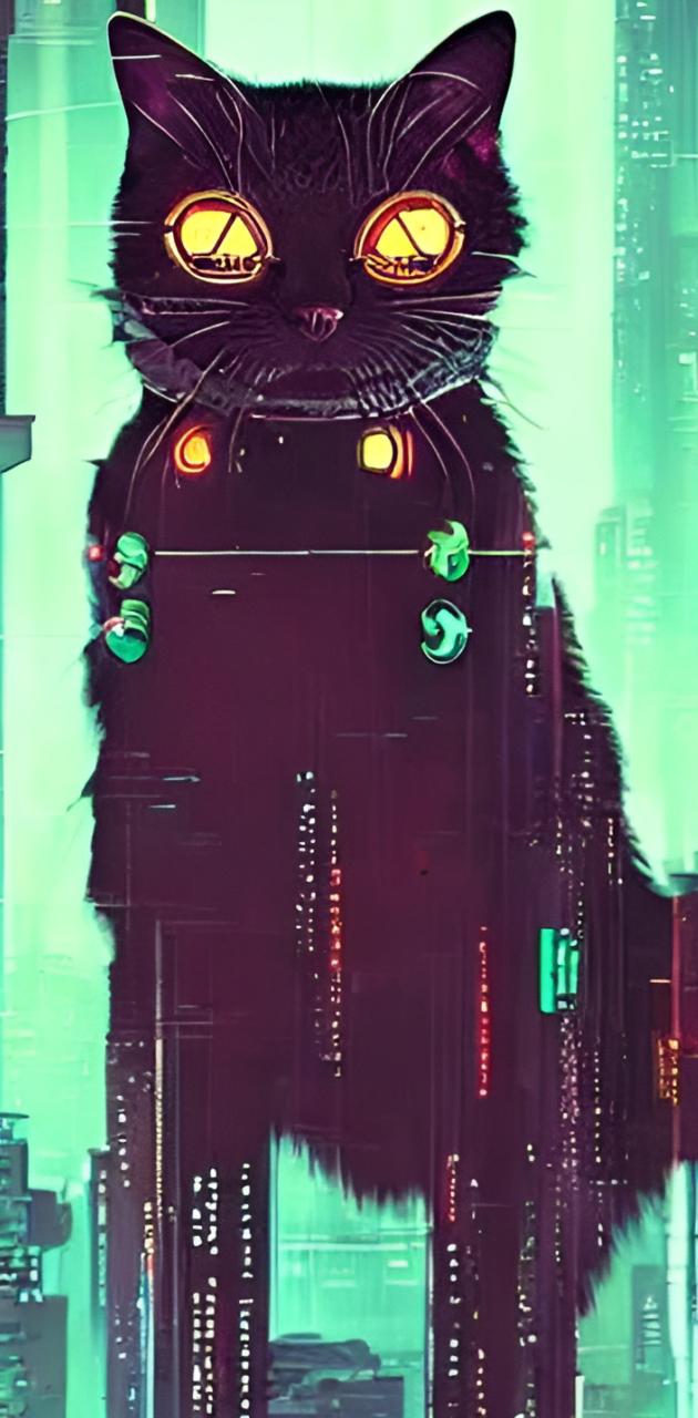 Cyber cat towers wallpaper