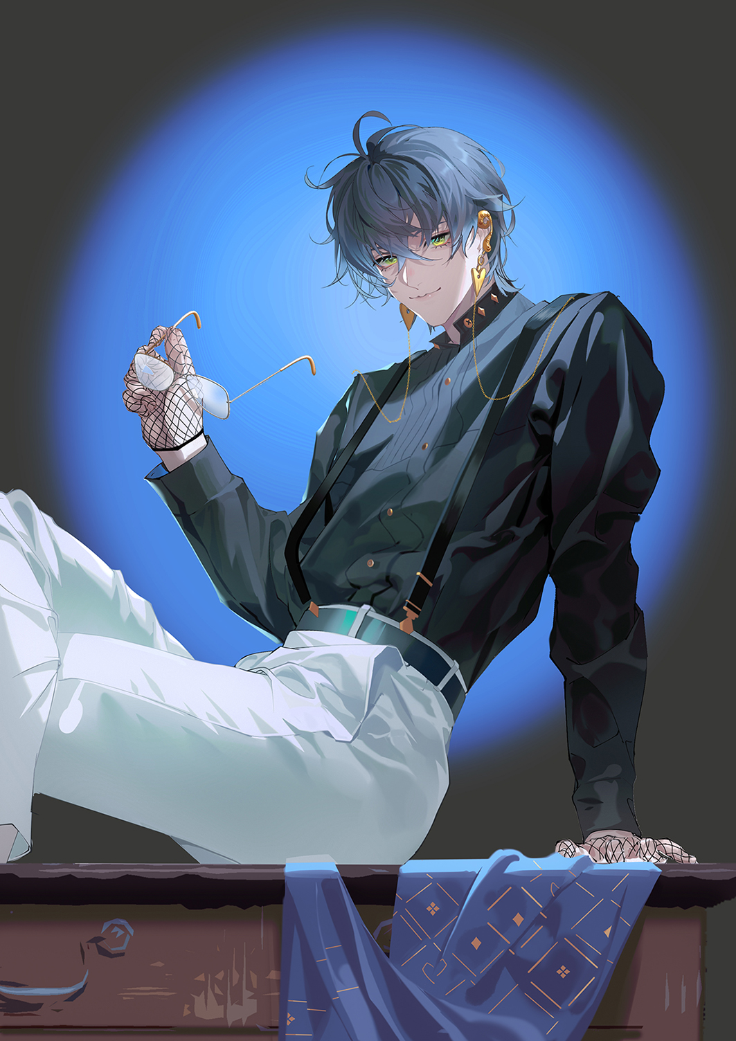 AI Art Generator Blue hair anime Guy with grey shirt and sweat pants with  wings black book cover
