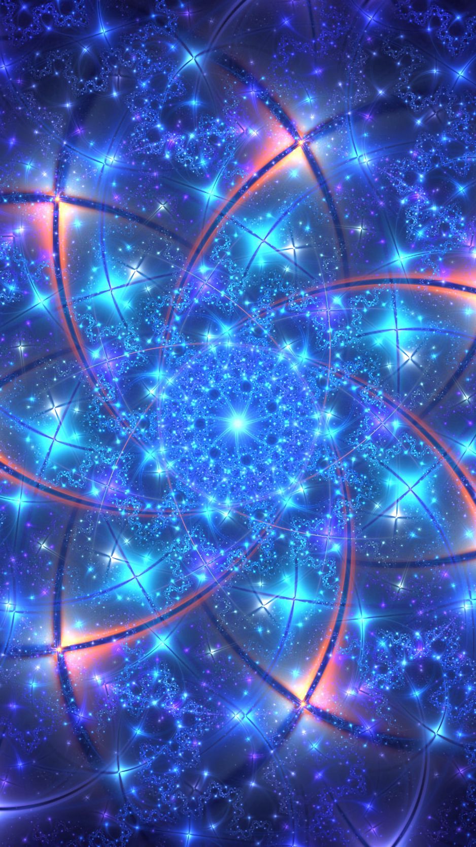 Download Wallpaper 938x1668 Fractal, Glow, Bright, Blue, Star, Abstraction Iphone 8 7 6s 6 For Parallax HD Background