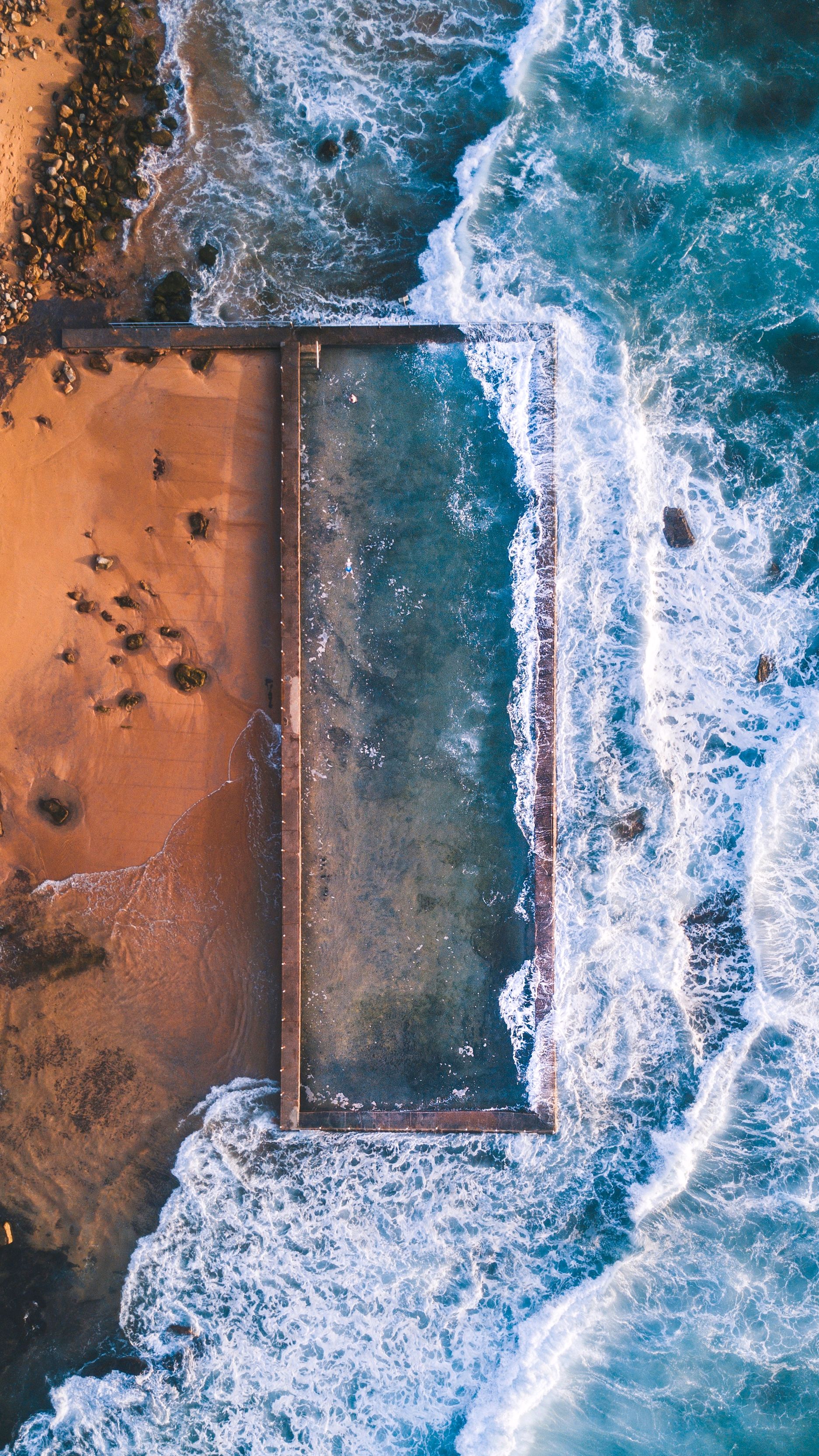Aerial View At Beach Rocks Ocean IPhone Wallpaper Wallpaper, IPhone Wallpaper