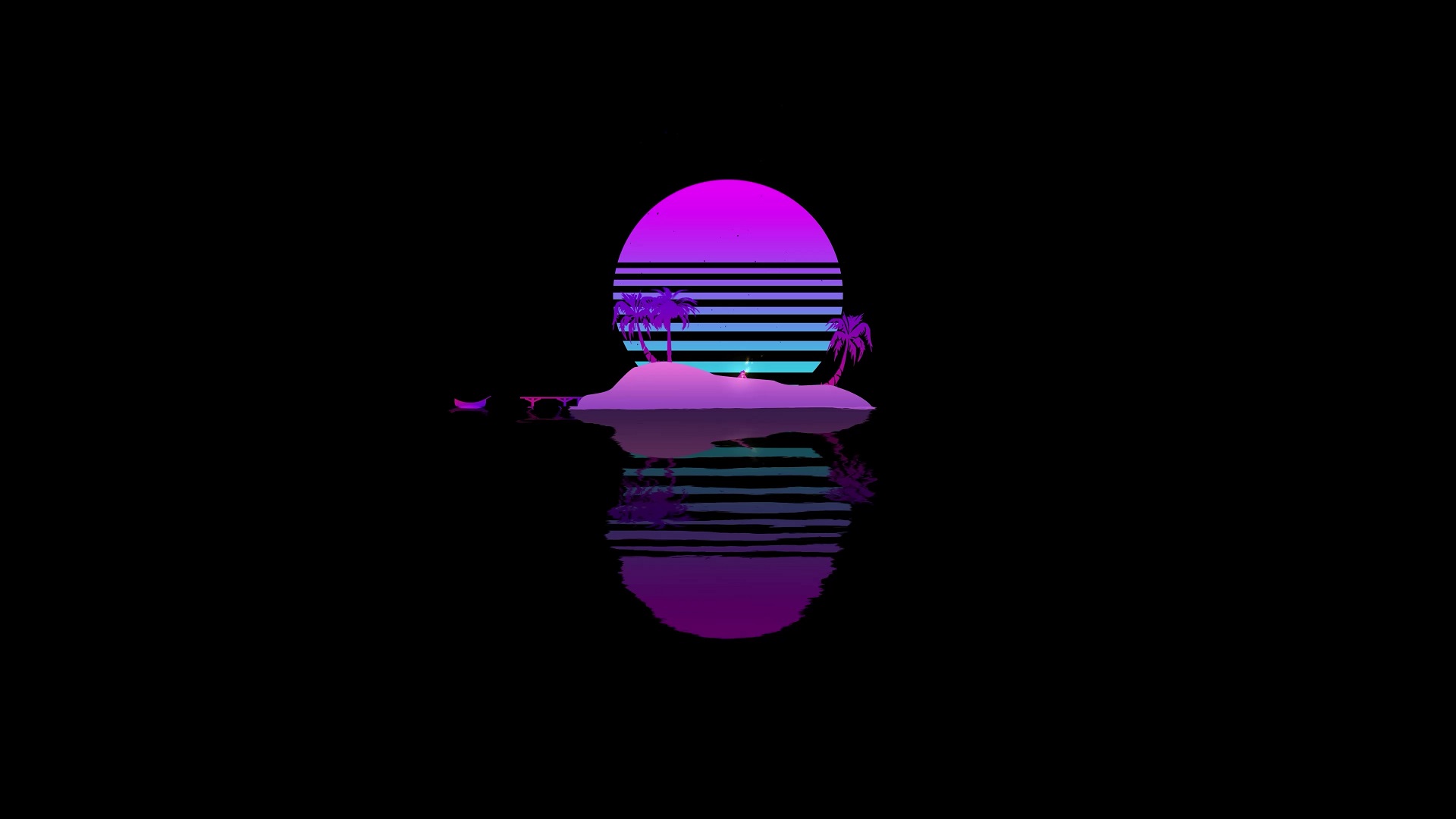 Minimalist Retro Tropical Island 4K