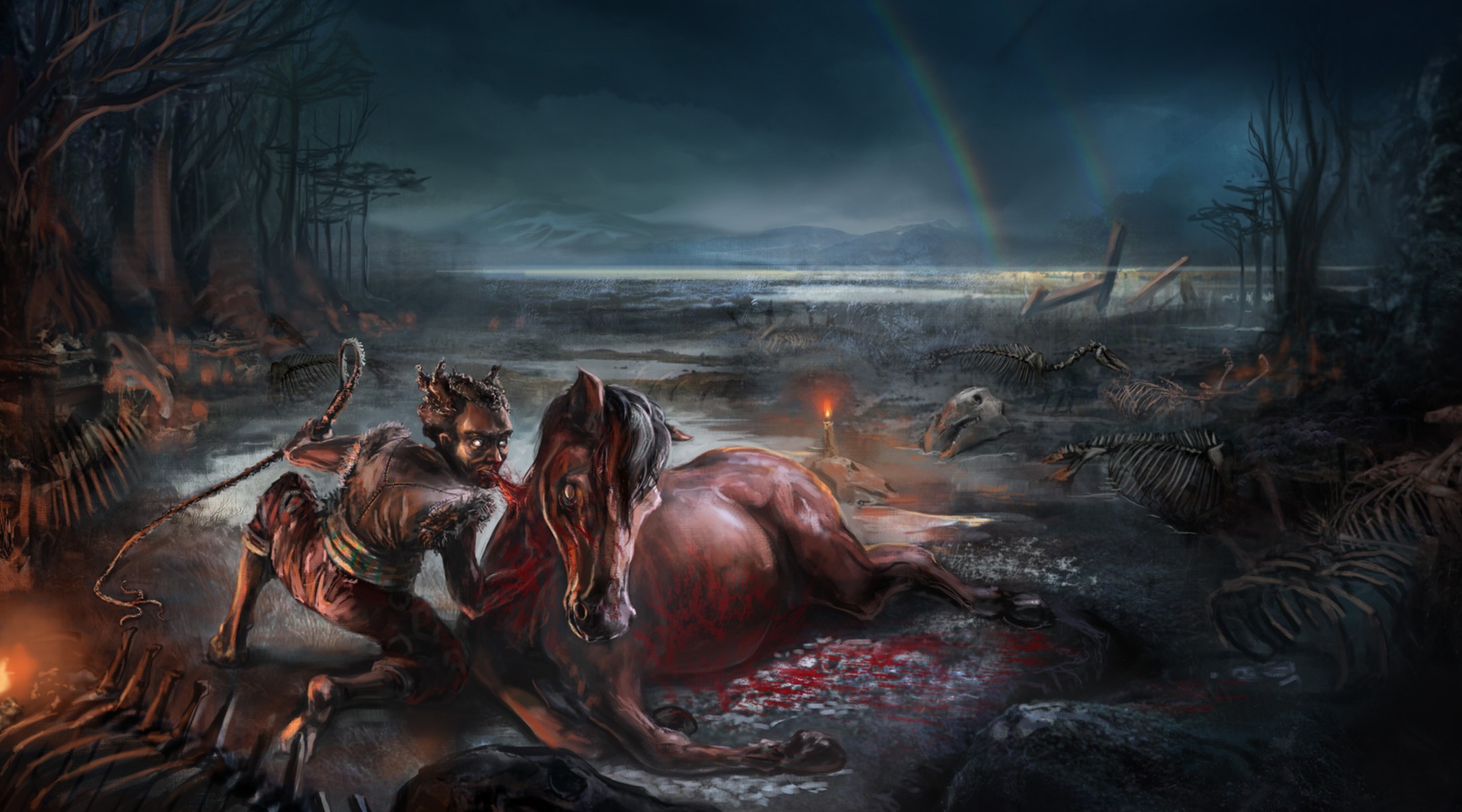 Wallpaper, dark fantasy, horror, artwork, gore, blood 2200x1222
