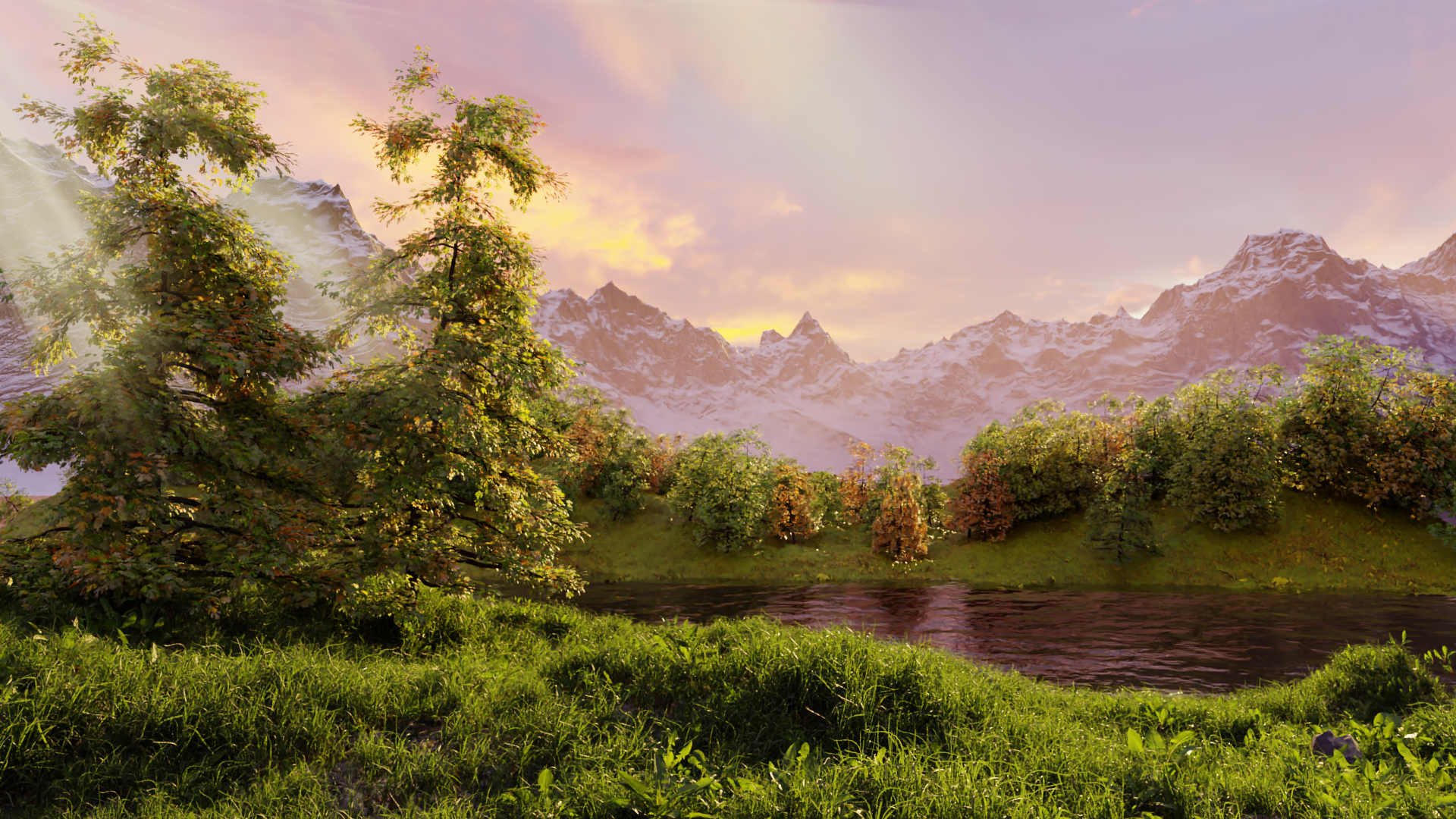 Used the mtree addon to make semi realistic trees. Was just trying to make a good wallpaper tbh. Any tips?