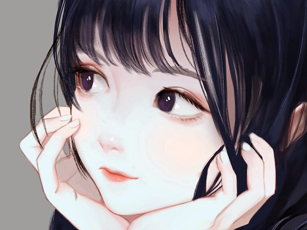 wallpaper for desktop, laptop. art girl cute face anime pretty