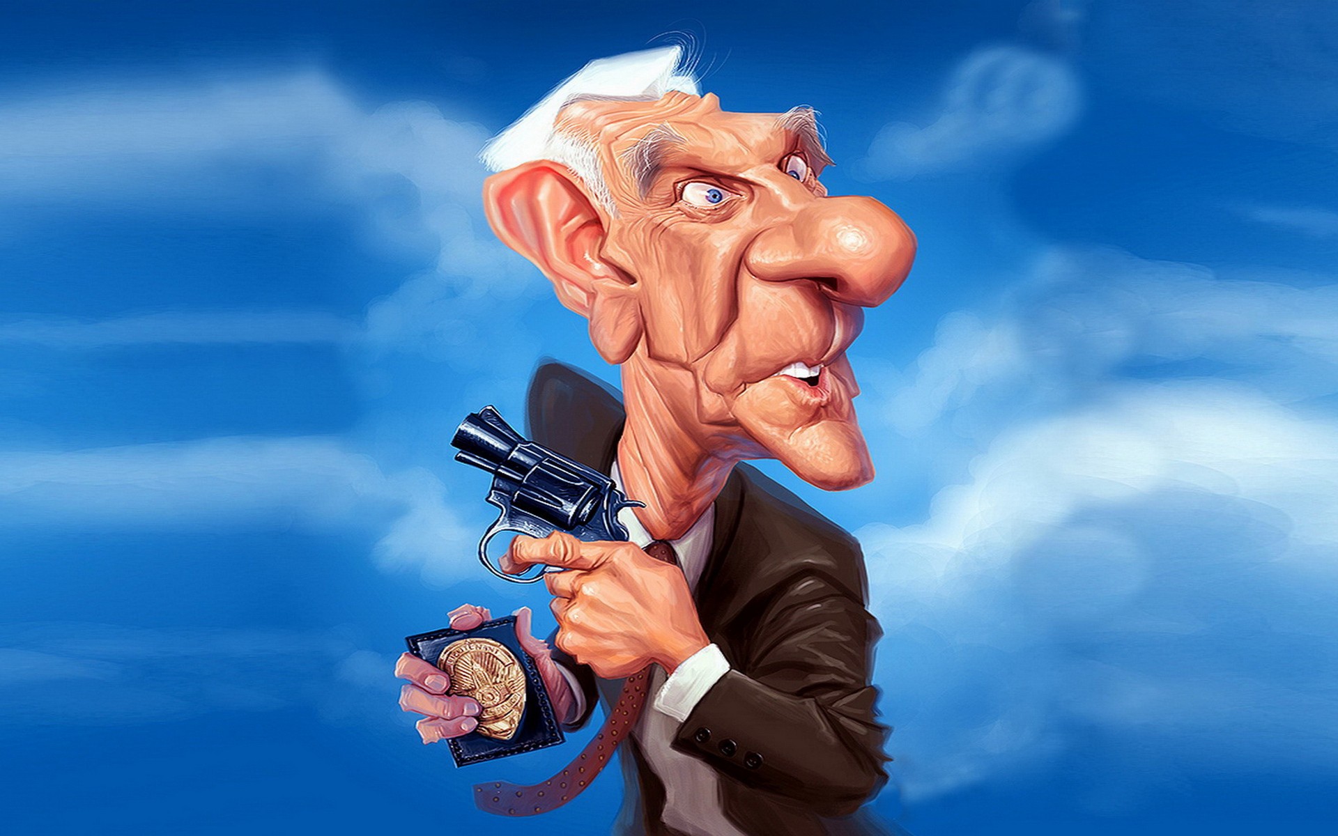 leslie nielsen caricature frank drebin Wallpaper HD / Desktop and Mobile Background