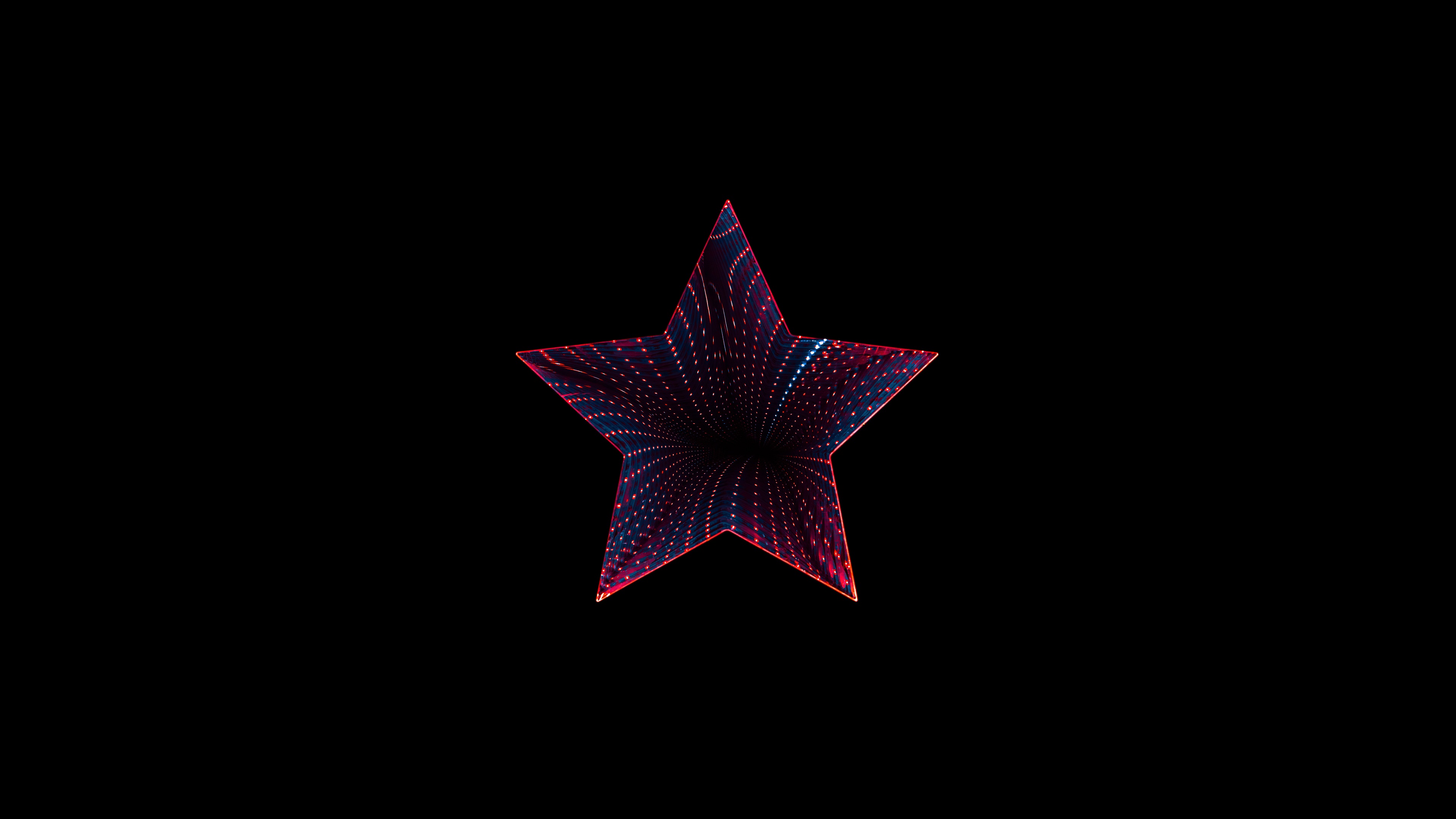 Star Wallpaper 4K, Neon, Black background, Abstract