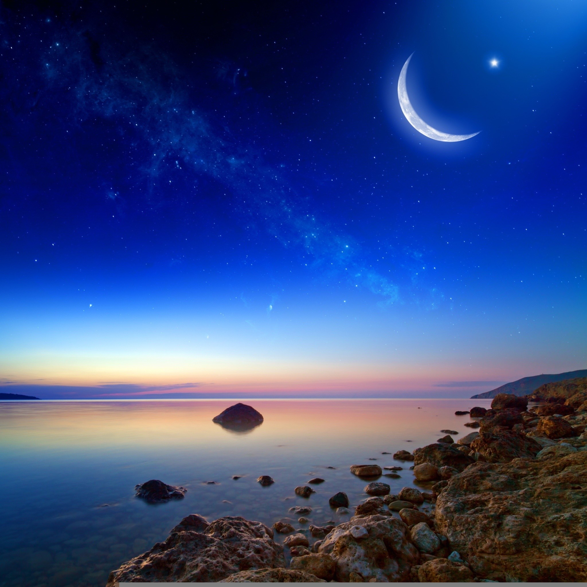 2283 2: Coastal Moonlight Stars iPad wallpaper