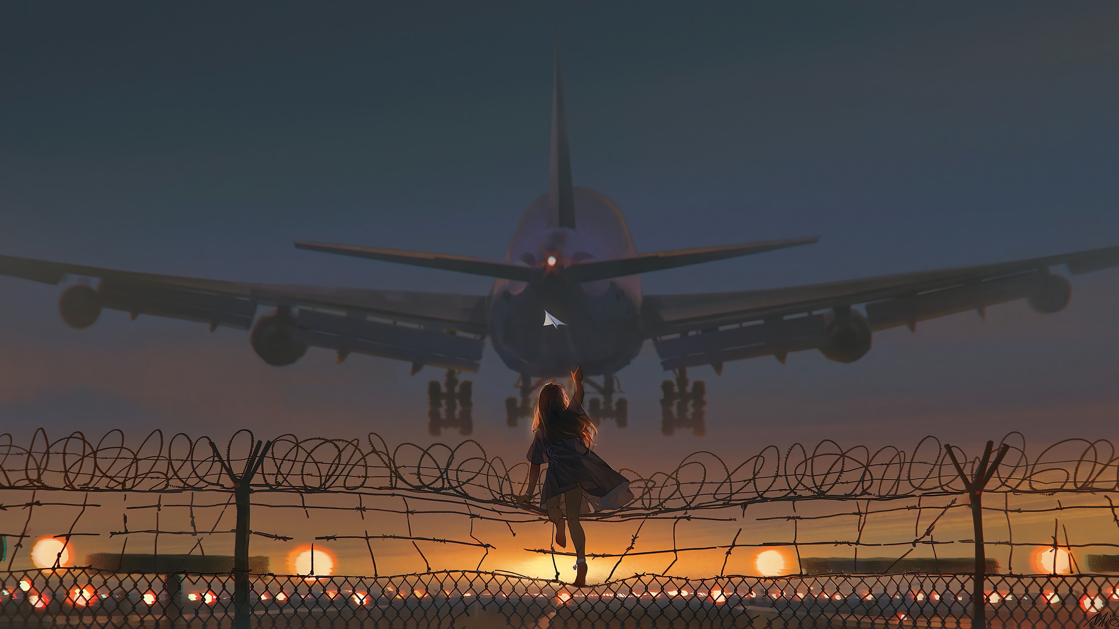 anime, girl, airplane, 4k Gallery HD Wallpaper