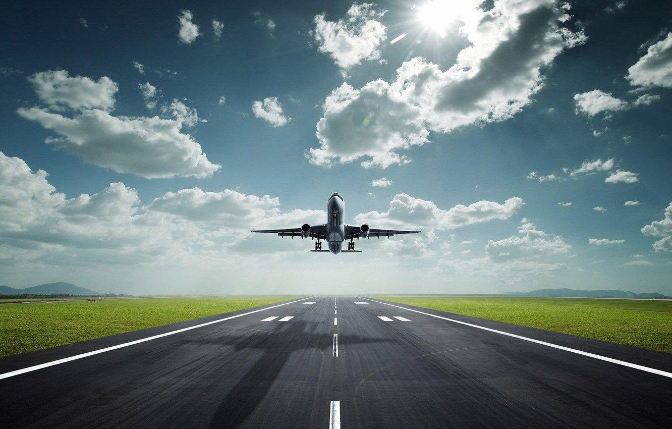 Wallpaper sky, clouds, airplane, landing, aviation, passenger image for desktop, section авиация
