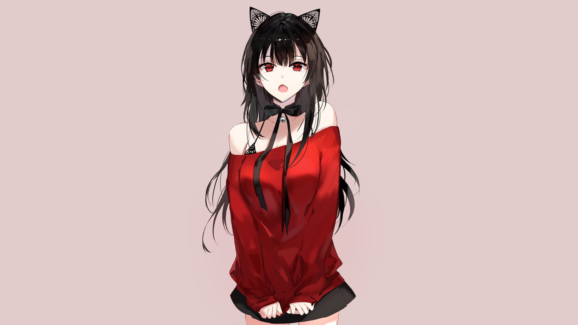 Red and Black Anime Girl Wallpaper