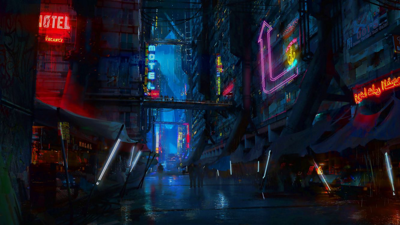 Wallpaper Cyberpunk City, Cyberpunk Cyberpunk, Science Fiction, Digital Art, Background Free Image
