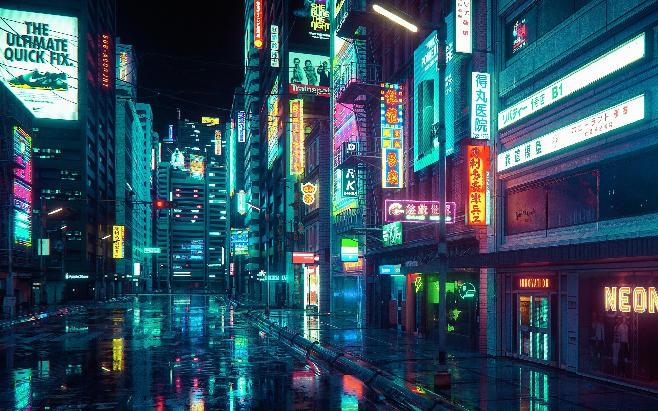 Download wallpaper 2560x1600 cyberpunk, city, buildings, art, dual wide 16:10 2560x1600 HD background, 25488