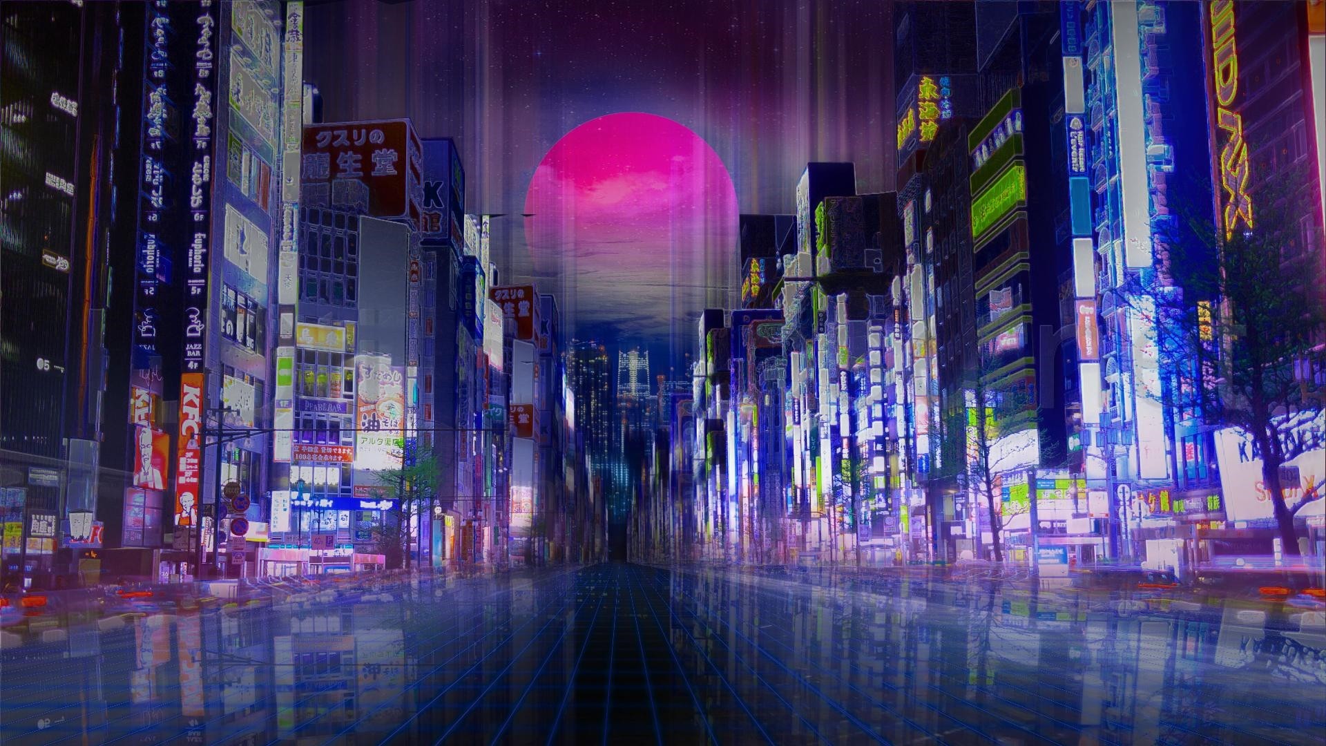 Anime Night Neon Wallpaper