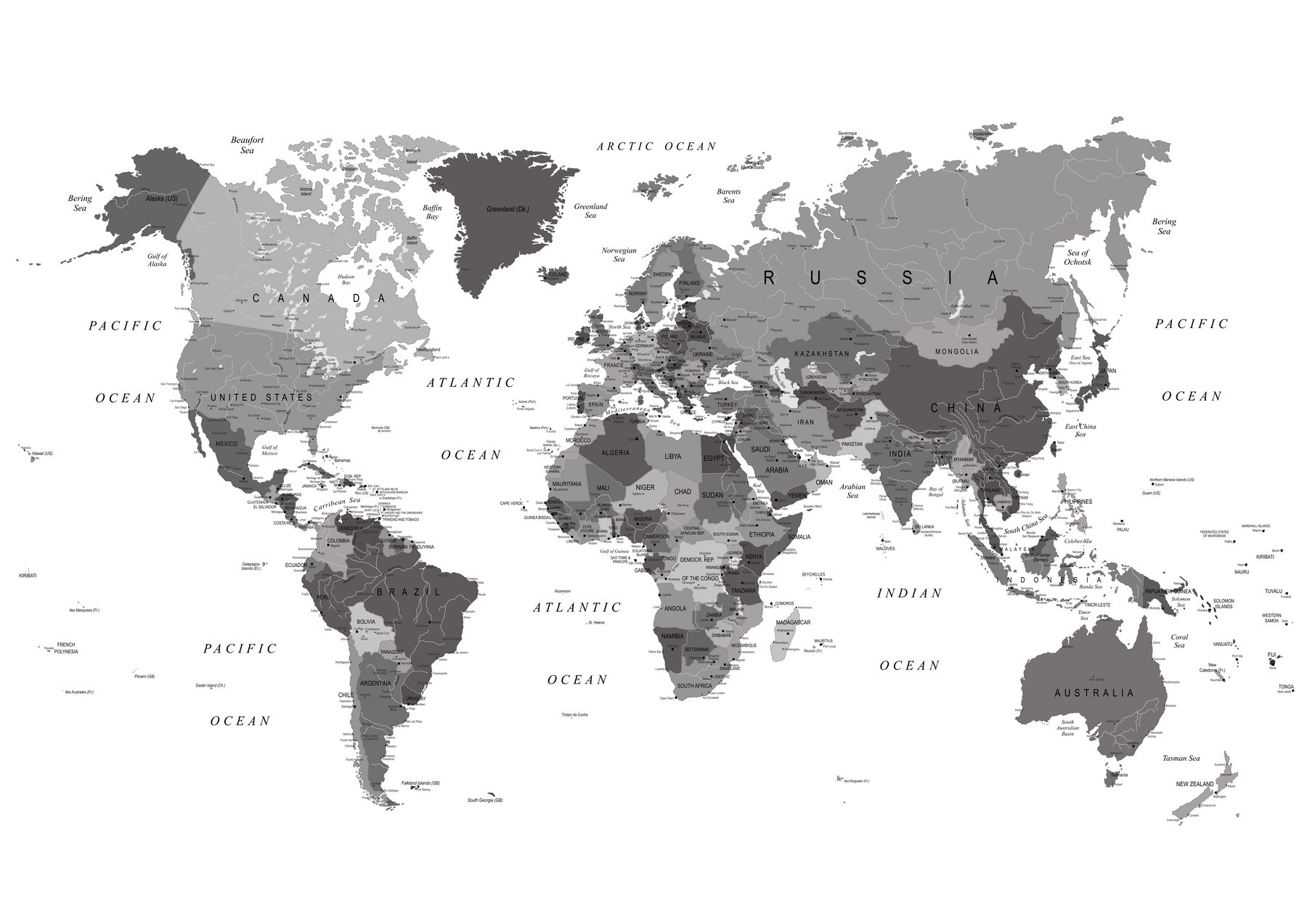 Black and White World Map Wallpaper