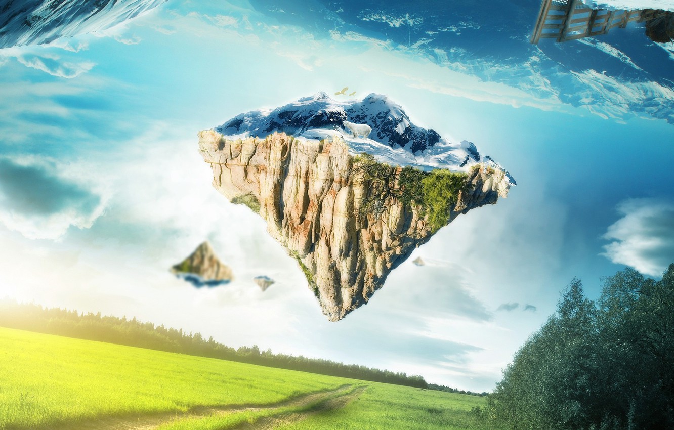 Wallpaper mountains, nature, collage, polar bear, render, beautiful picture image for desktop, section разное