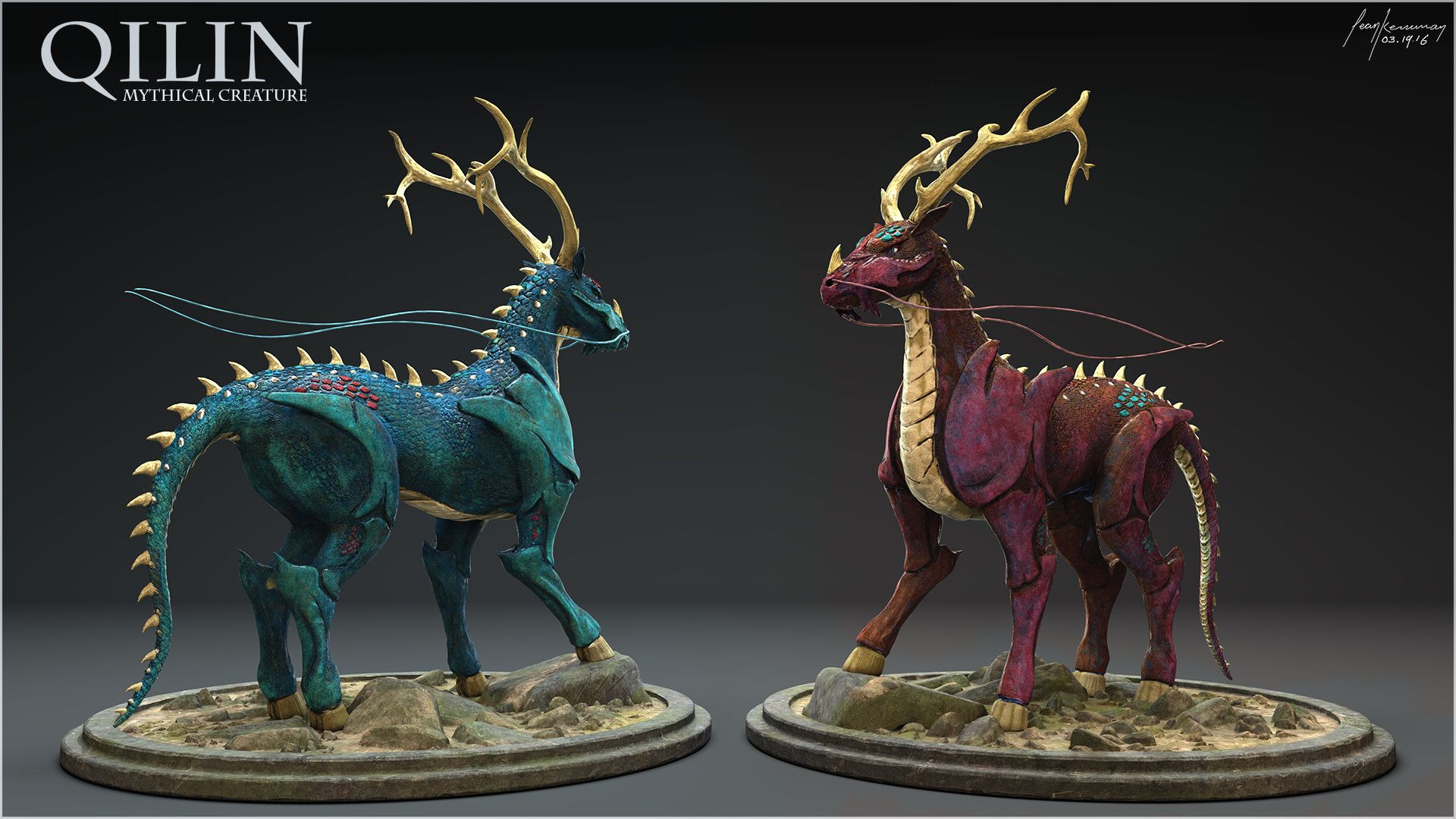 Qilin mythical Beast Sculpt, Sean Kernerman. Mythical beast, Mythical creatures, Mythological creatures