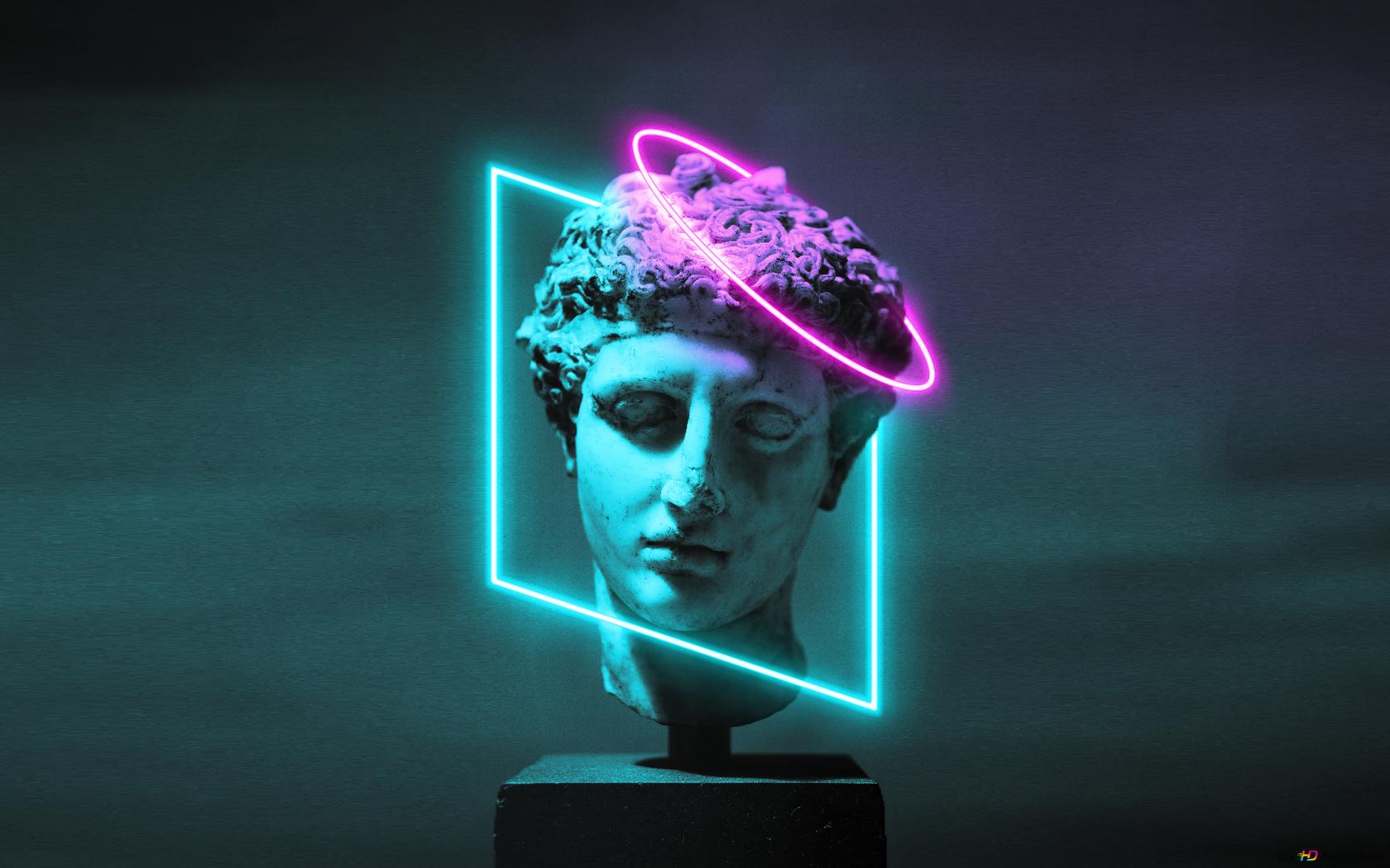 Greek Statue Neon HD wallpaper download