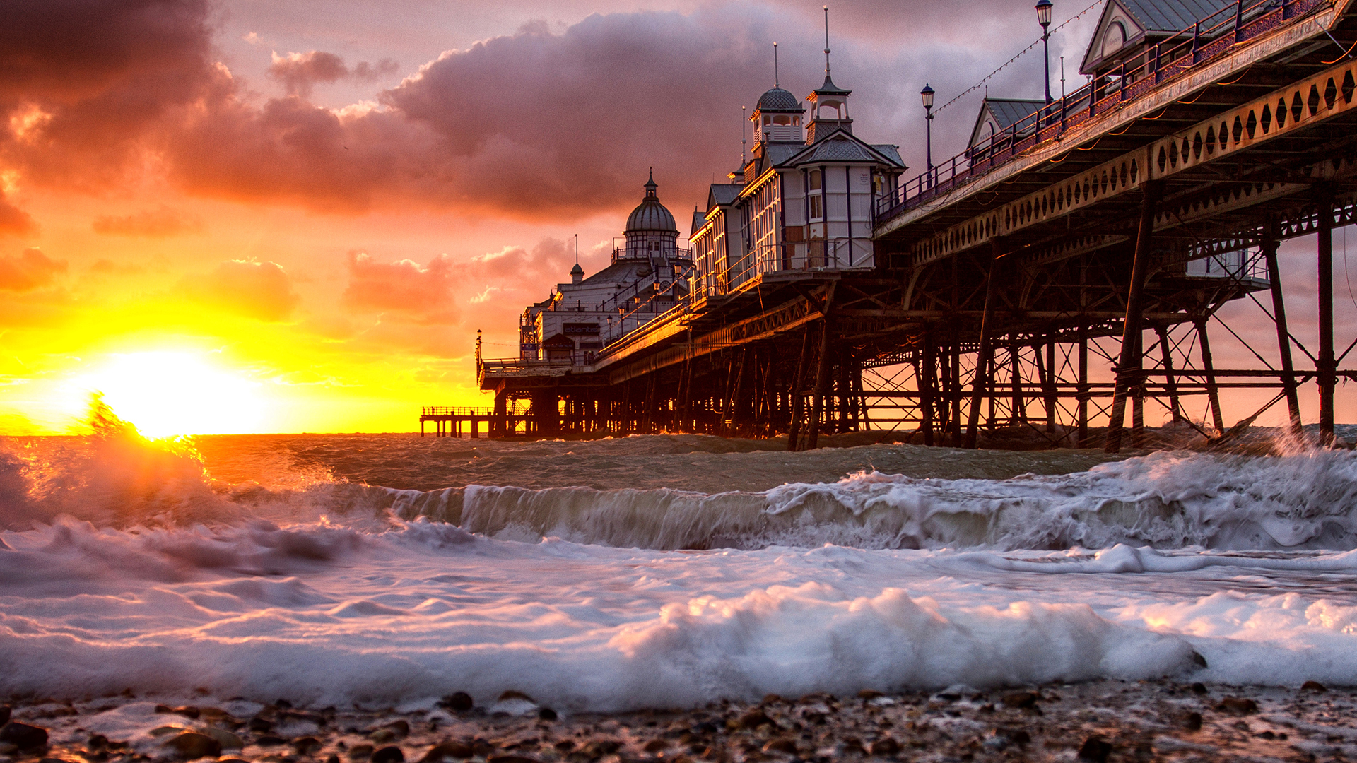 pier, Sunset, Sunlight, Ocean, Beach Wallpaper HD / Desktop and Mobile Background