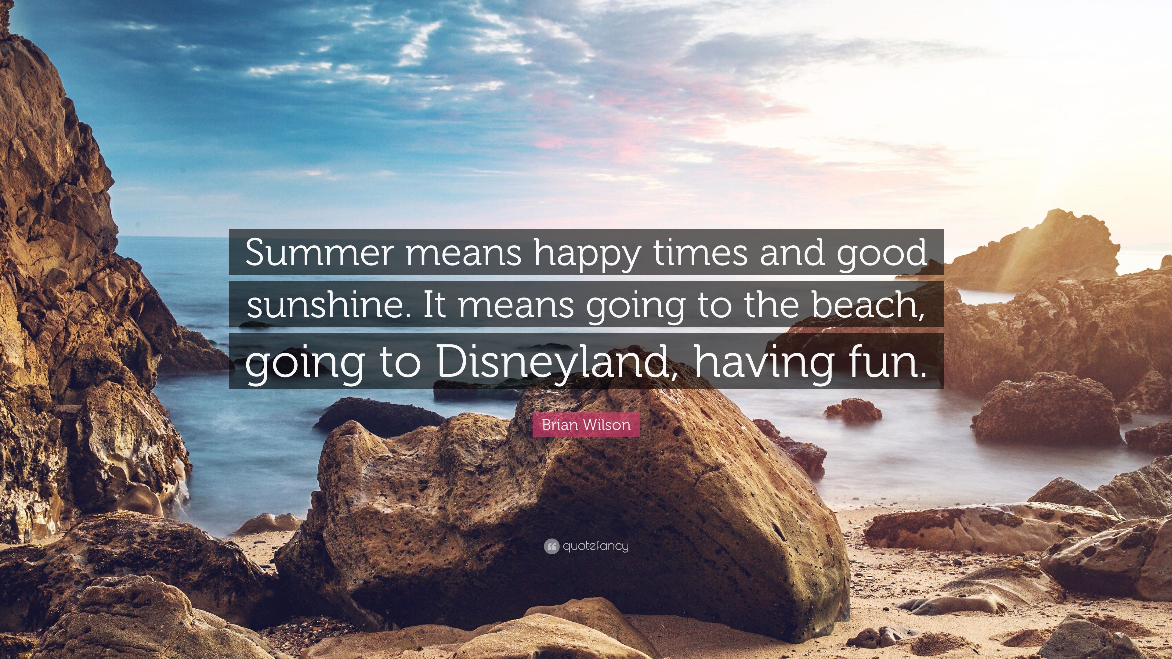 Brian Wilson Quote: “Summer means happy times and good sunshine. It means going to the beach