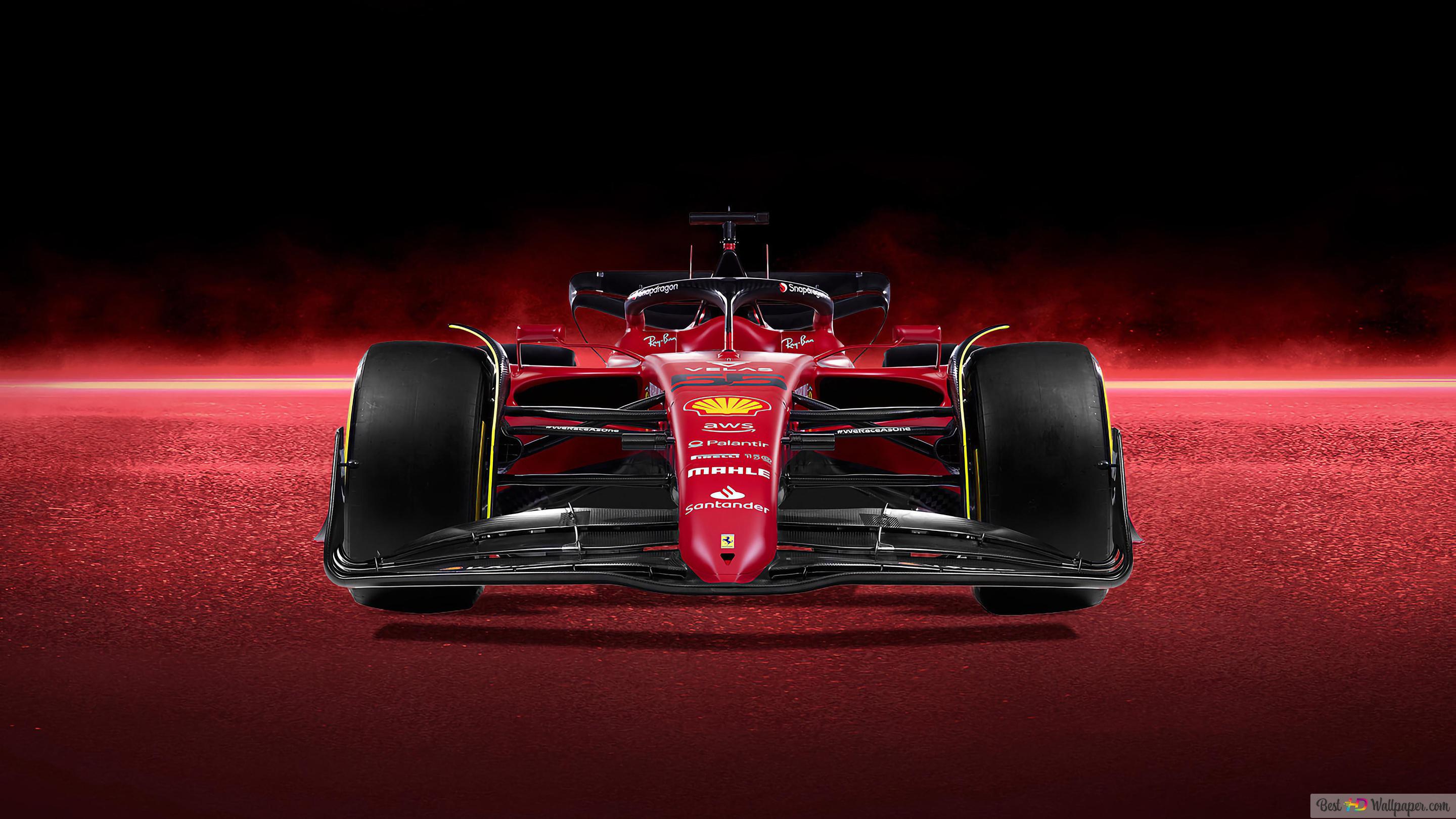 Ferrari F1 75 Formula 1 2022 New Car Front View Red Background 4K Wallpaper Download
