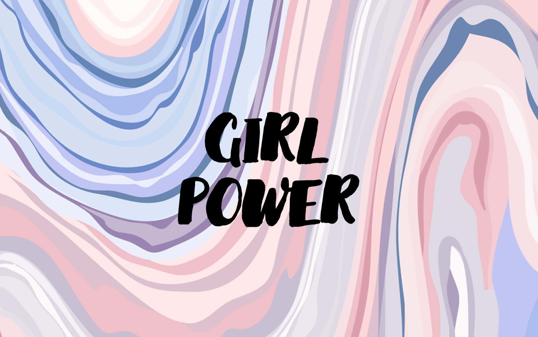 Download Girl Power On A Pink And Blue Marble Background Wallpaper