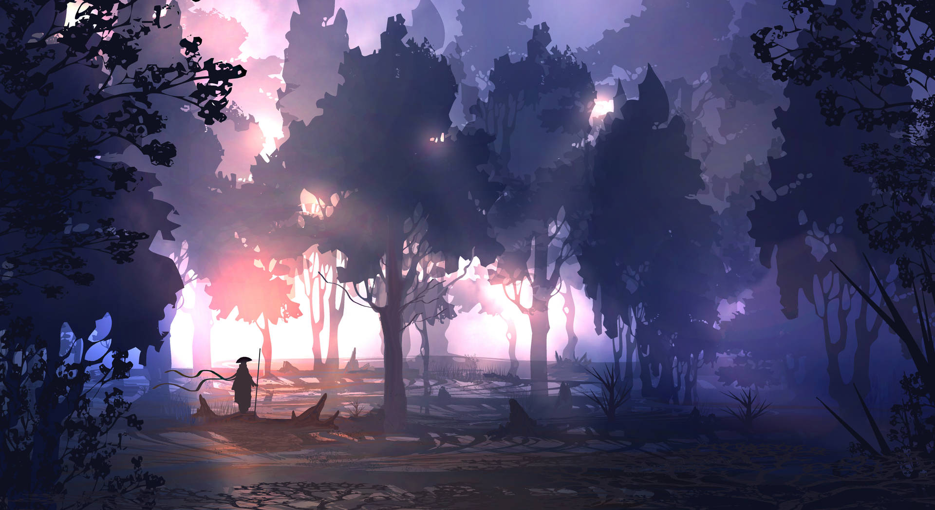 Download Dark Forest Digital Art Wallpaper